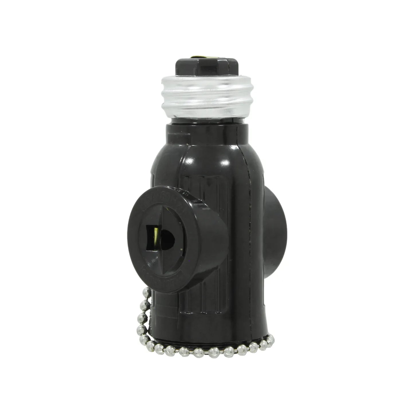Socket adaptador de luz negro con 2 tomas de corriente polarizadas y switch de cadena, para base E26