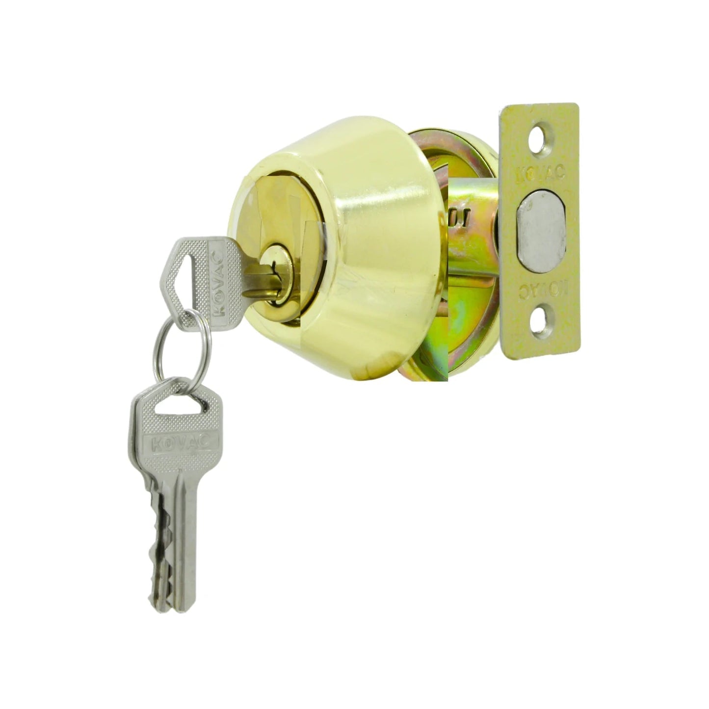 Cerrojo de seguridad Kovac dorado, tipo llave con dos llaves y pestillo para puertas de entrada.