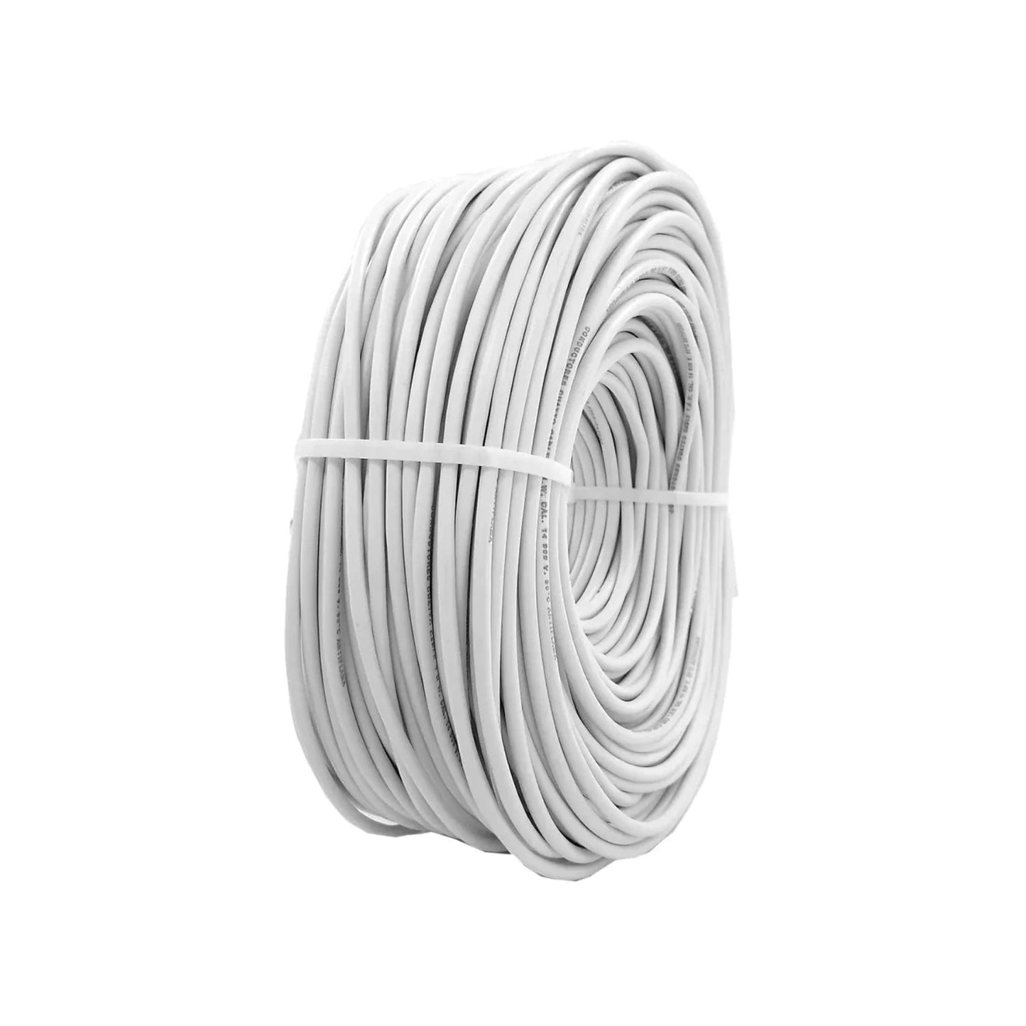 Cable eléctrico calibre 14 AWG antiflama blanco, bobina de 90 metros para instalaciones.