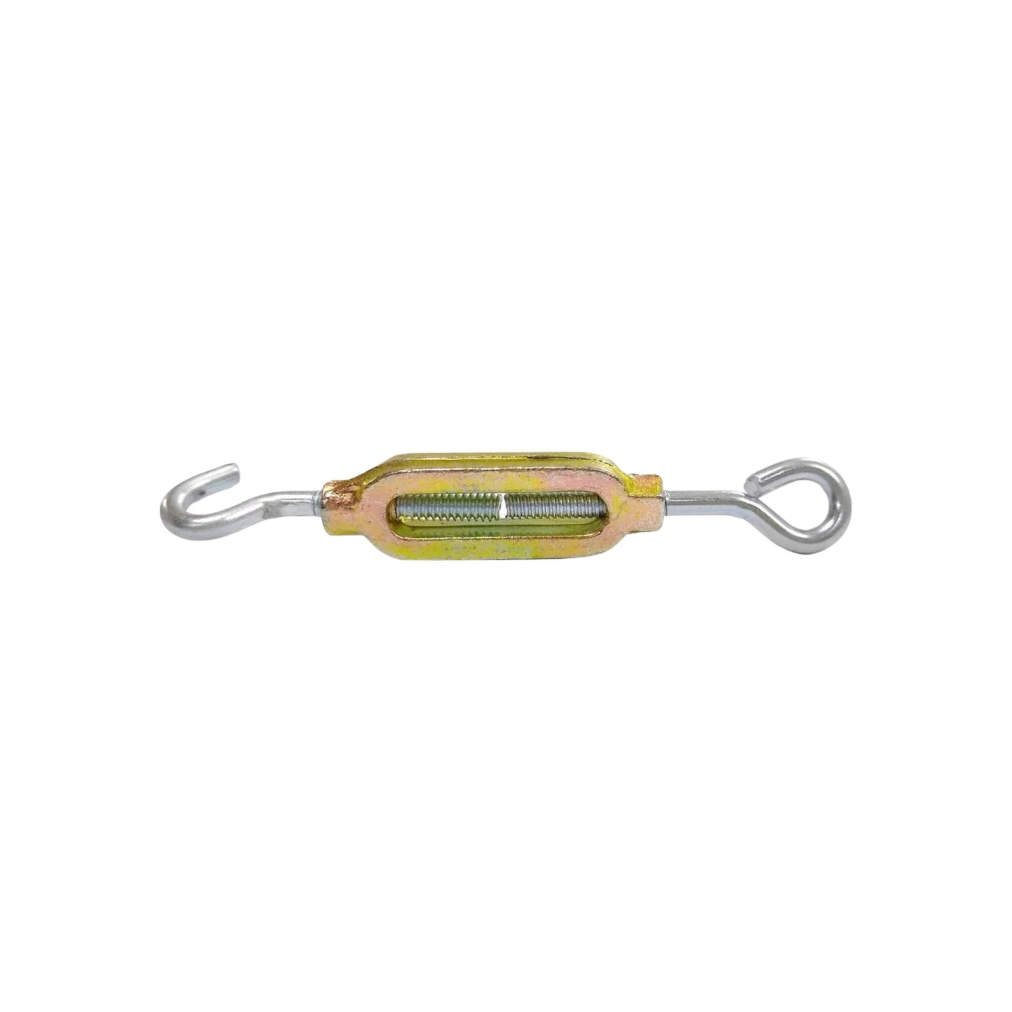 Tensor de gancho y argolla 3/16" dorado para ajuste de tensión en cables y cuerdas