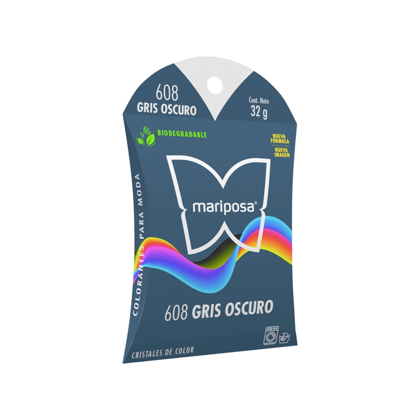 Colorante Mariposa 608 gris oscuro en cristales para tela, biodegradable, 32g
