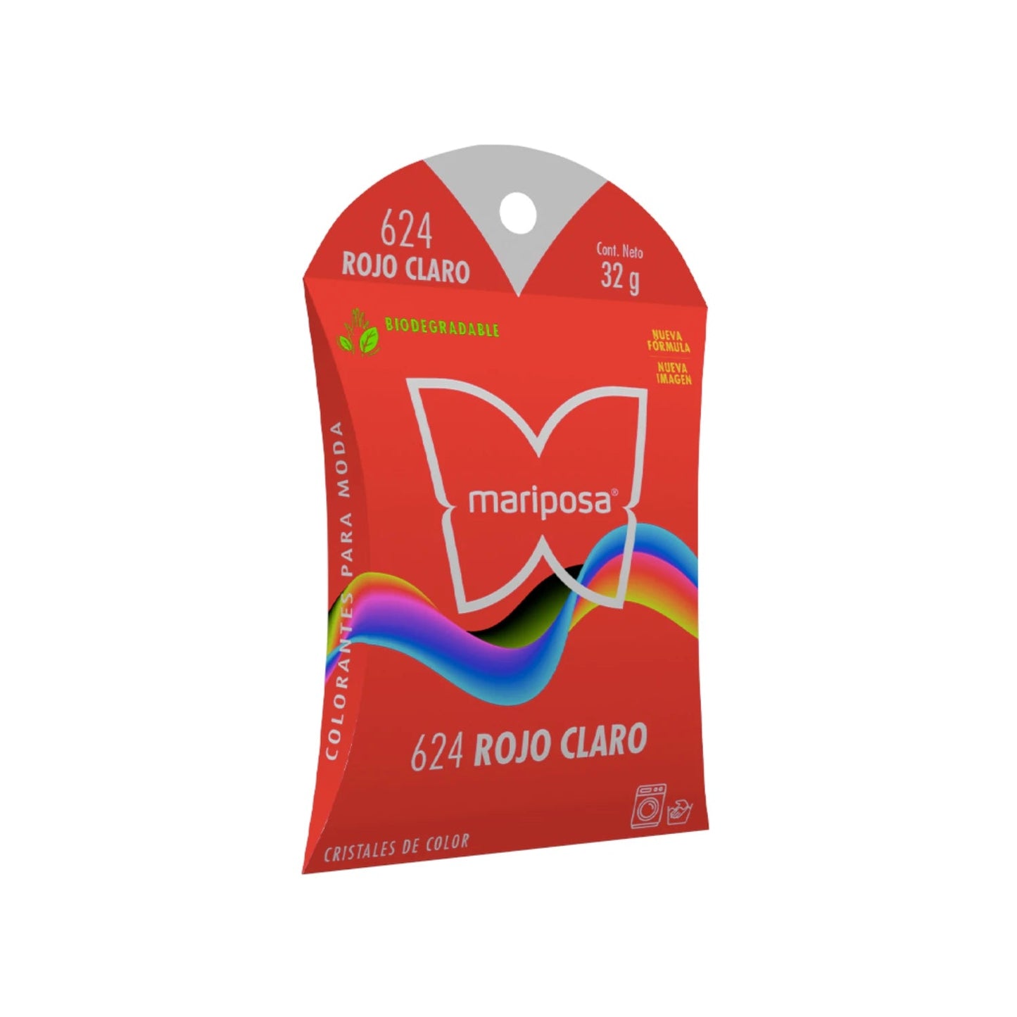 Colorante textil Mariposa rojo claro 624 en cristales biodegradable 32g
