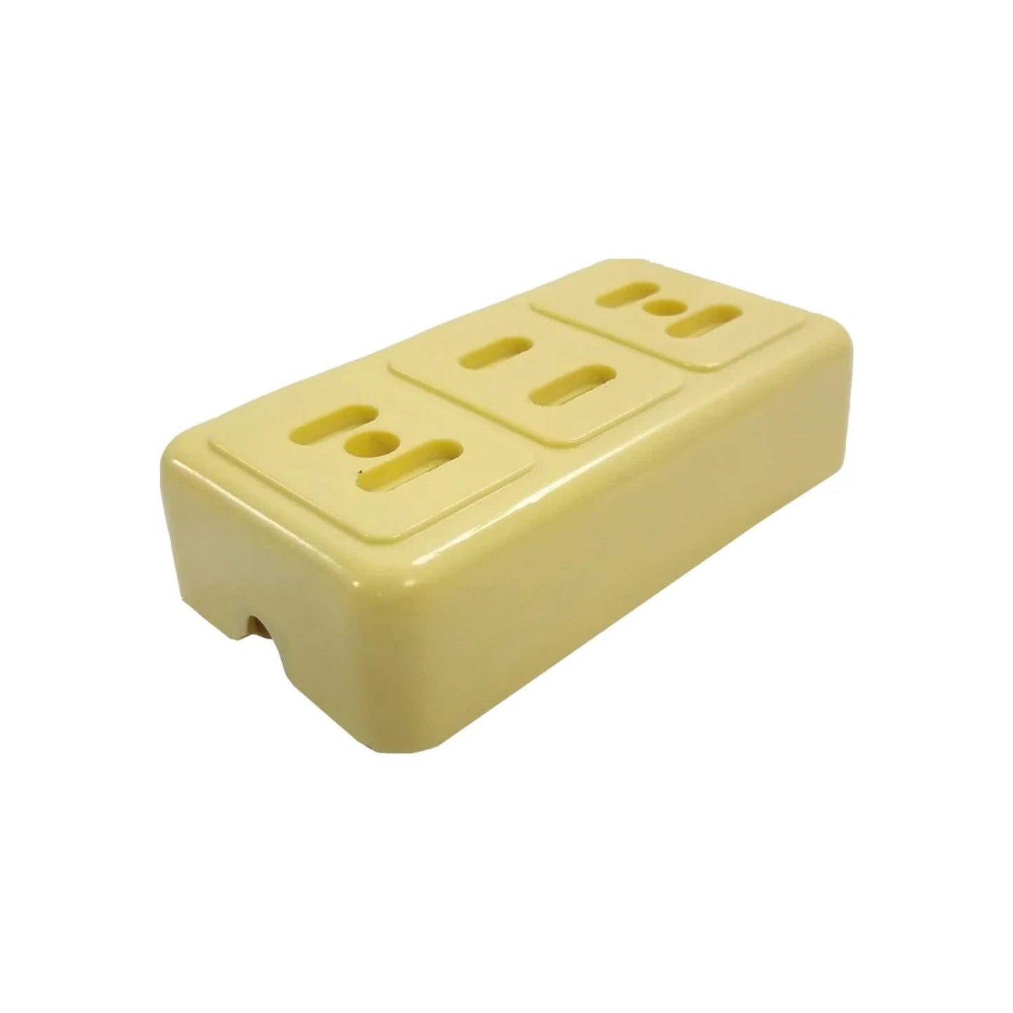 Contacto triple marfil, extensor eléctrico con 3 tomas universales para enchufes planos y redondos