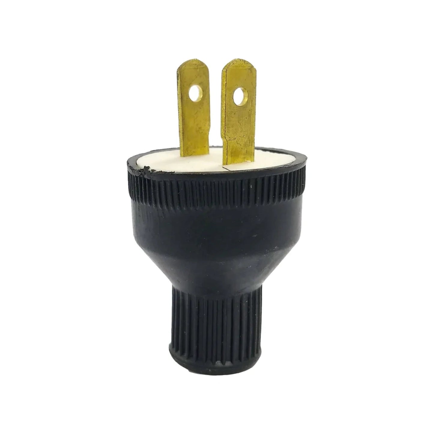 Clavija eléctrica negra de 2 puntas planas, conector macho para extensión o cableado de ferretería.