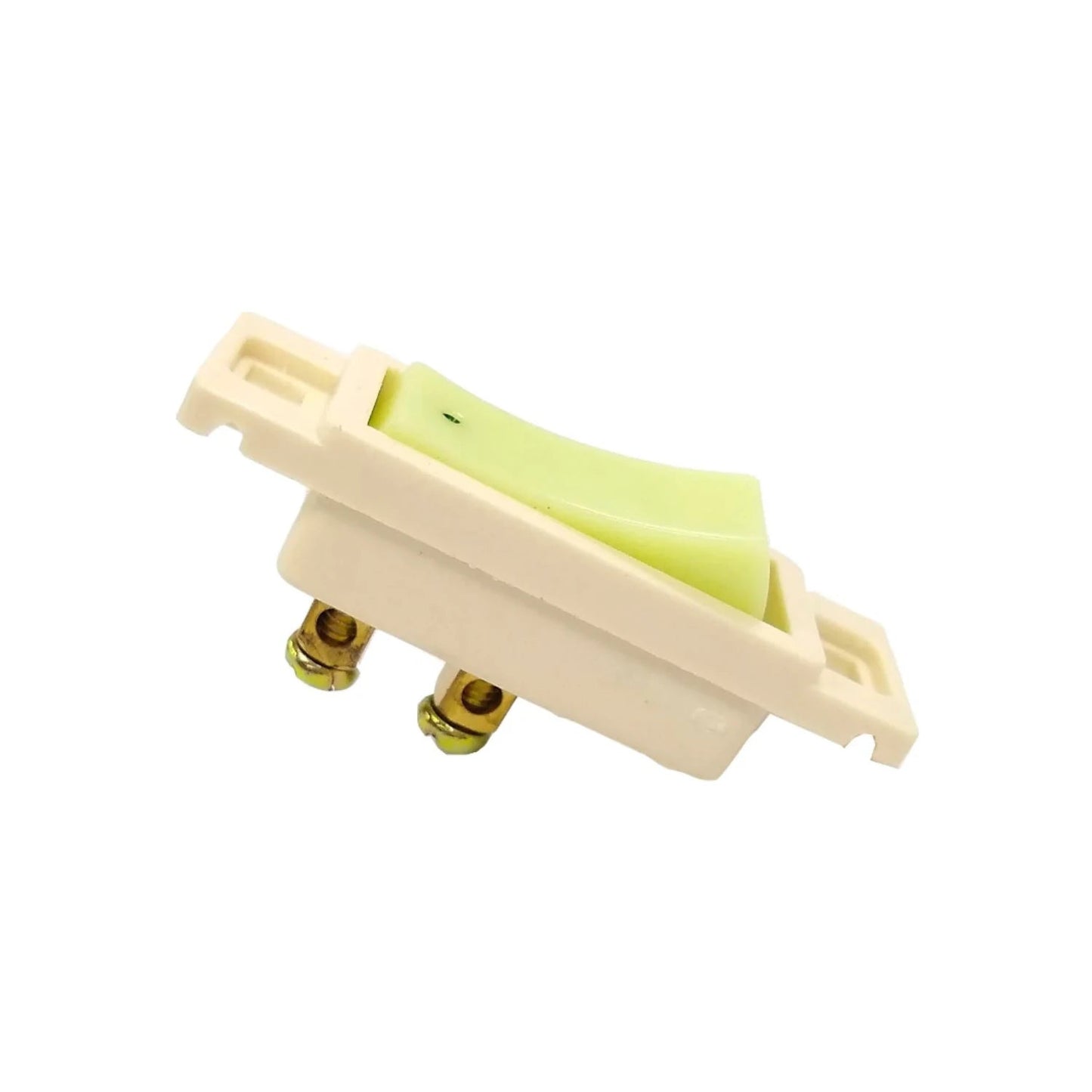 Apagador sencillo eléctrico fluorescente verde con base crema, terminales tornillo, para pared
