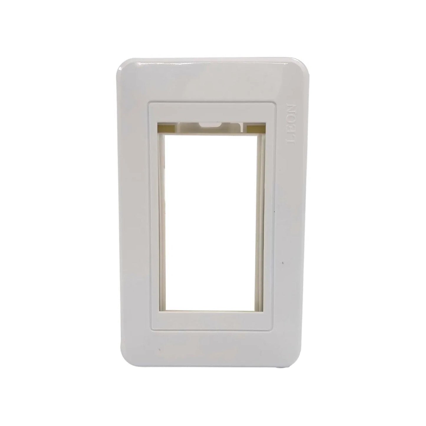 Placa eléctrica modular LEON blanca de 1 módulo para interruptor o tomacorriente, acabado liso.