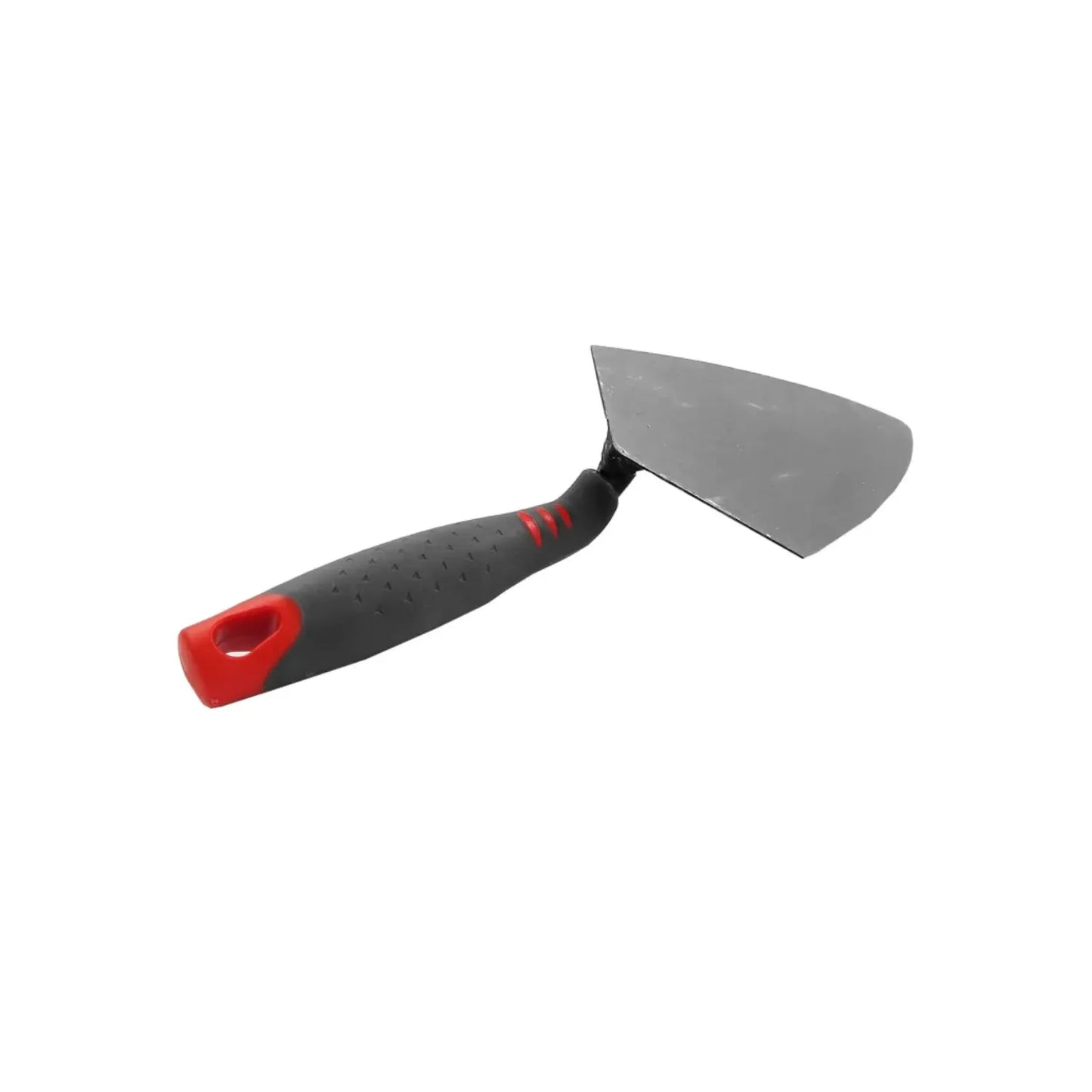 Espátula de albañil con punta triangular y mango ergonómico antideslizante en colores negro y rojo