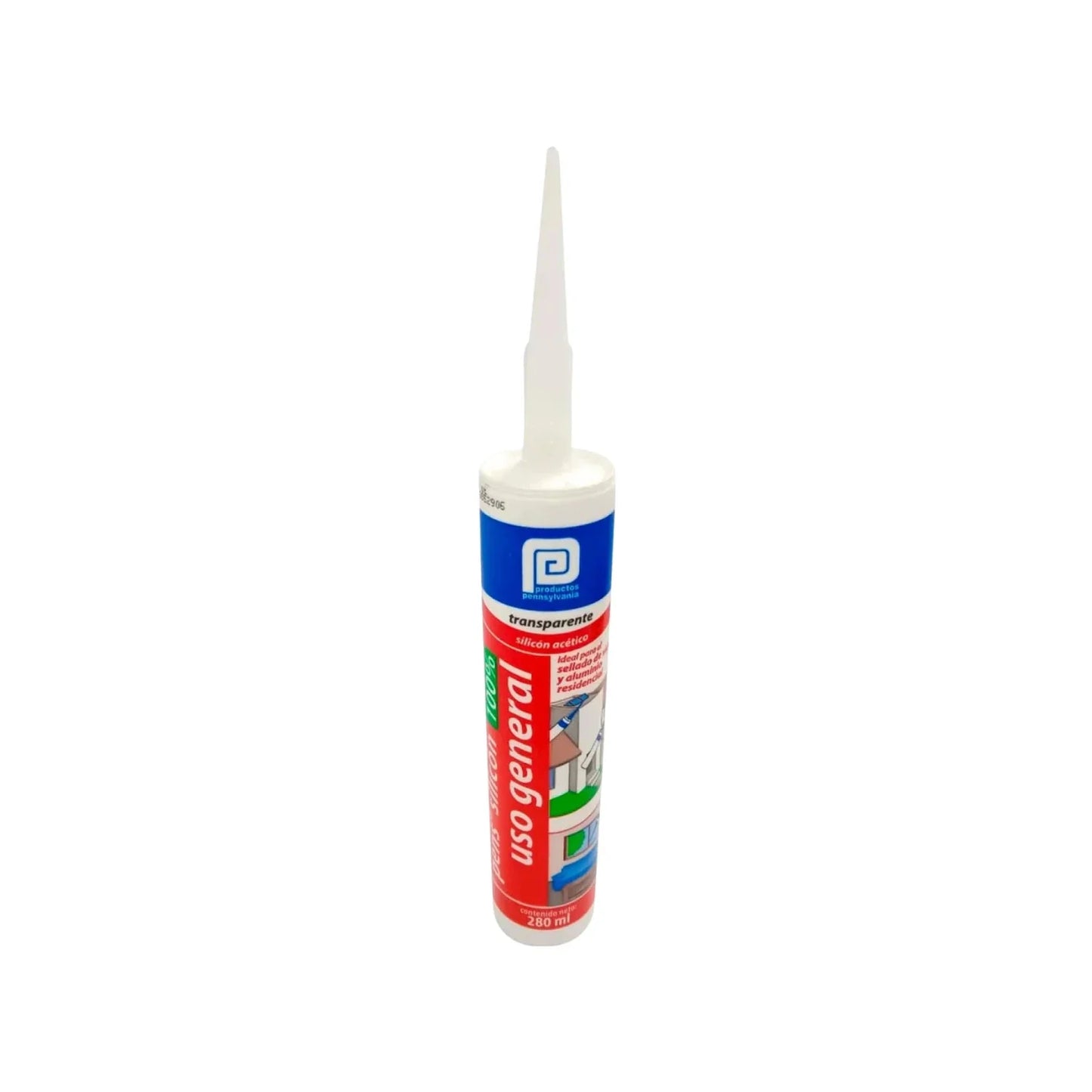 Sellador silicón transparente acético Pennsylvania 280ml uso general