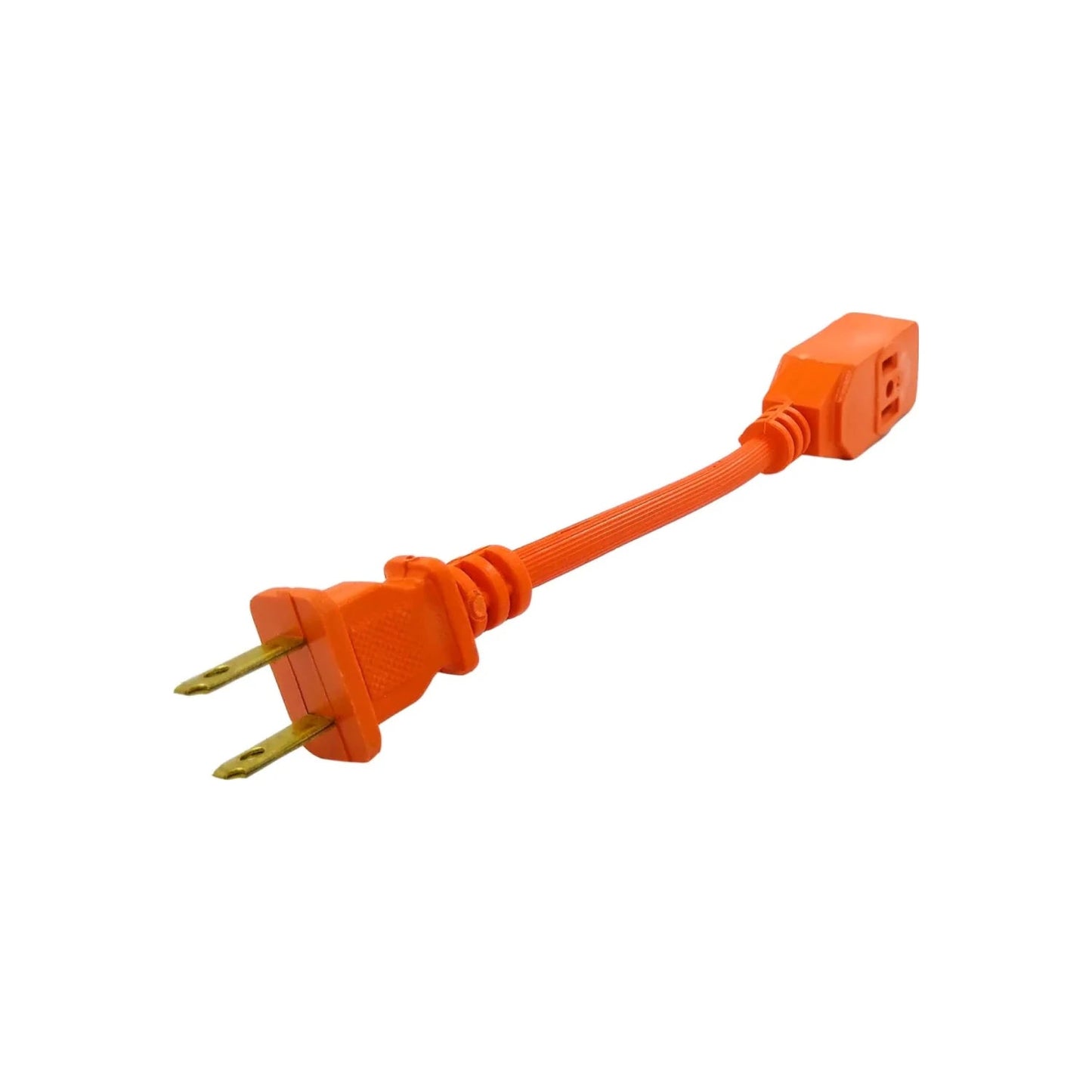 Extensión eléctrica naranja uso rudo 15 cm con clavija y enchufe de 2 polos