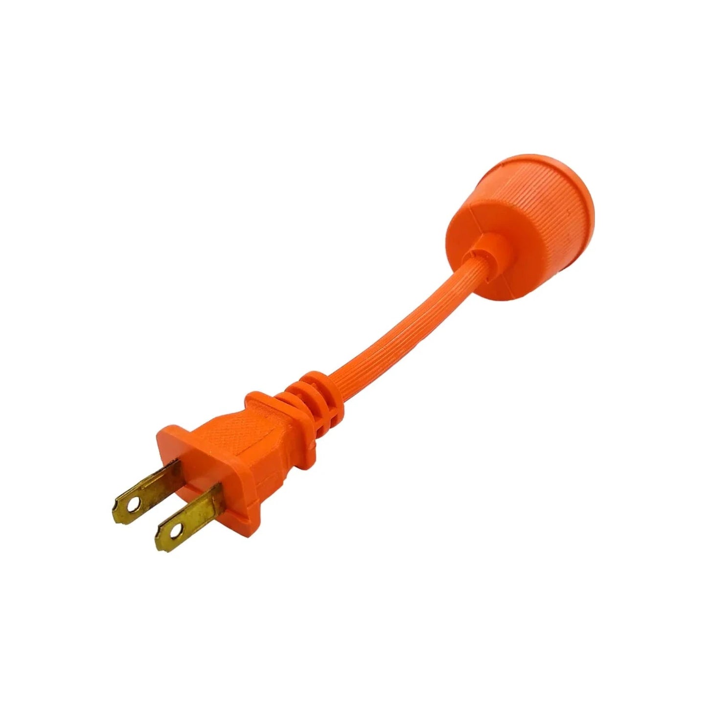 Extensión eléctrica con clavija polarizada y socket E27 para foco, cable de 15 cm naranja uso rudo