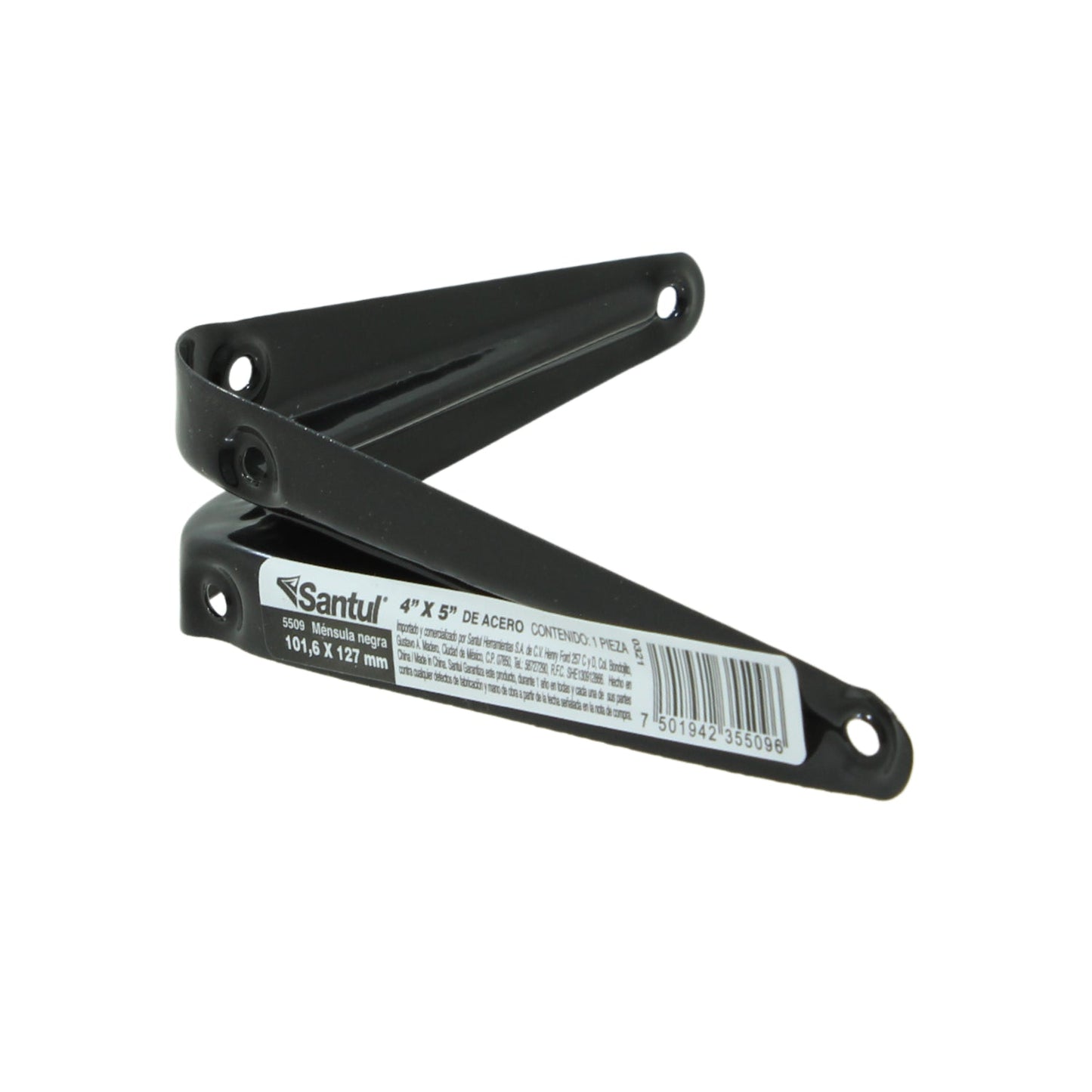 Ménsula escuadra negra Santul de acero 4x5 pulgadas (10x12cm) para soporte de estantes