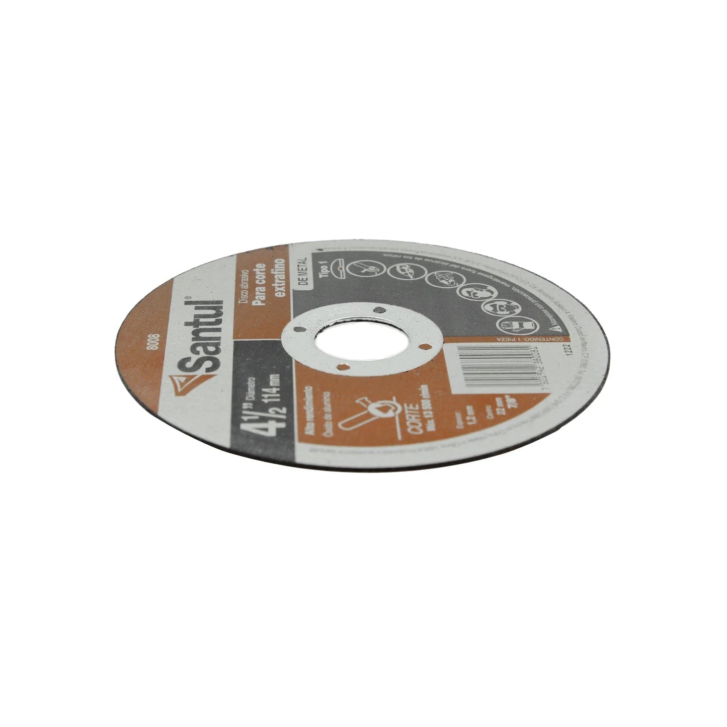Disco de corte abrasivo Santul 4 1/2 pulgadas extrafino para metal, 114mm, 13300 RPM