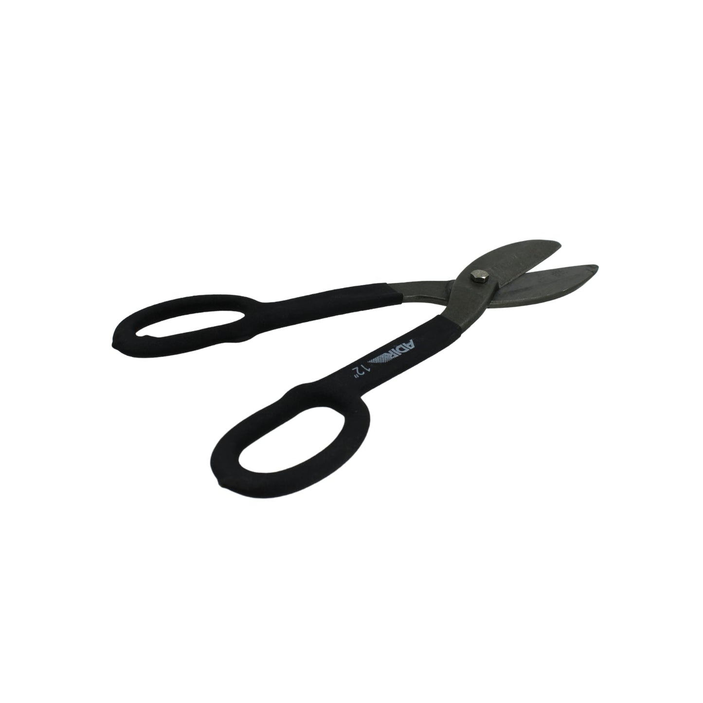 Tijera para hojalatero Adir 12" con mangos ergonómicos negros para corte de metal y lámina