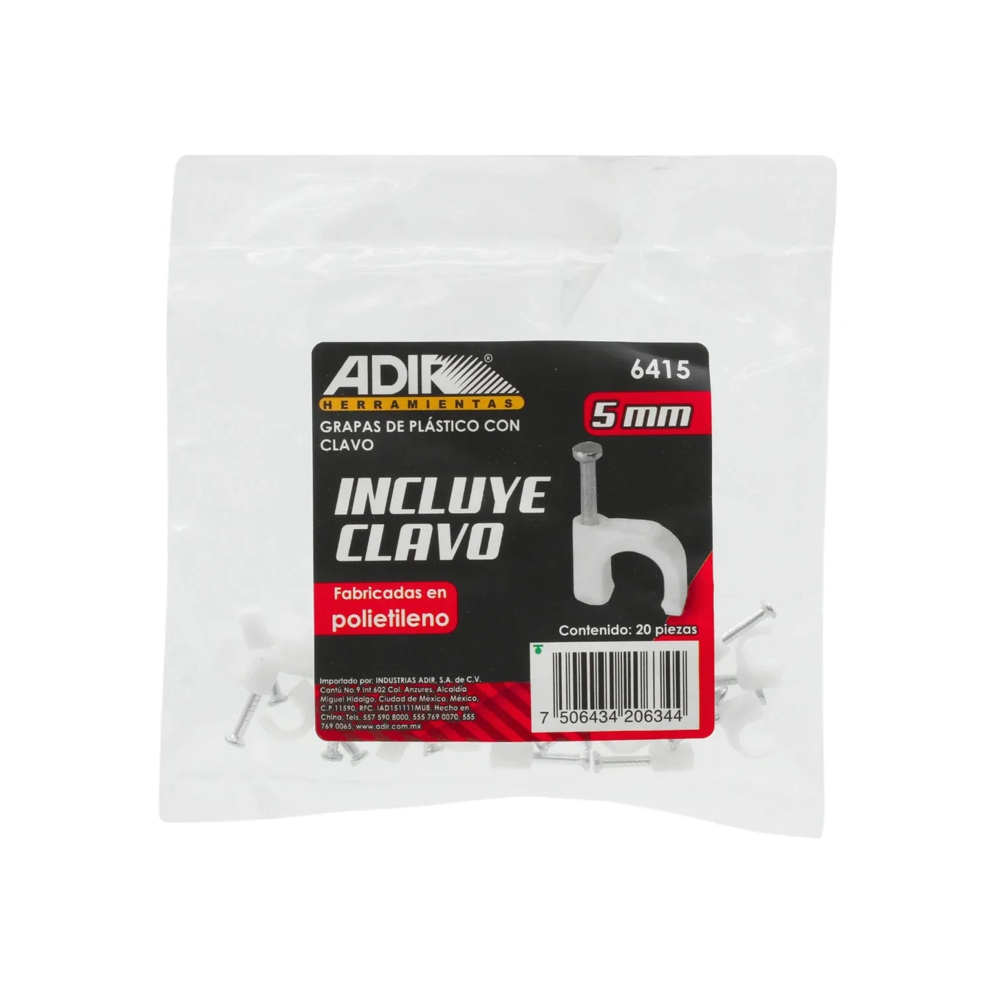 Grapa curva 5 mm 20 piezas Adir 6415