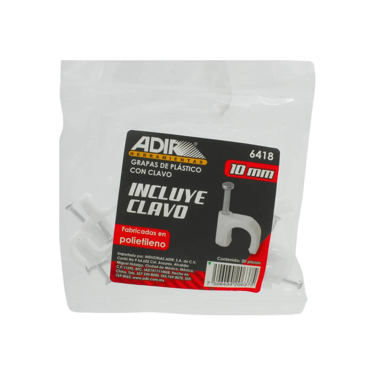 Grapa curva 10 mm 20 piezas Adir 6418