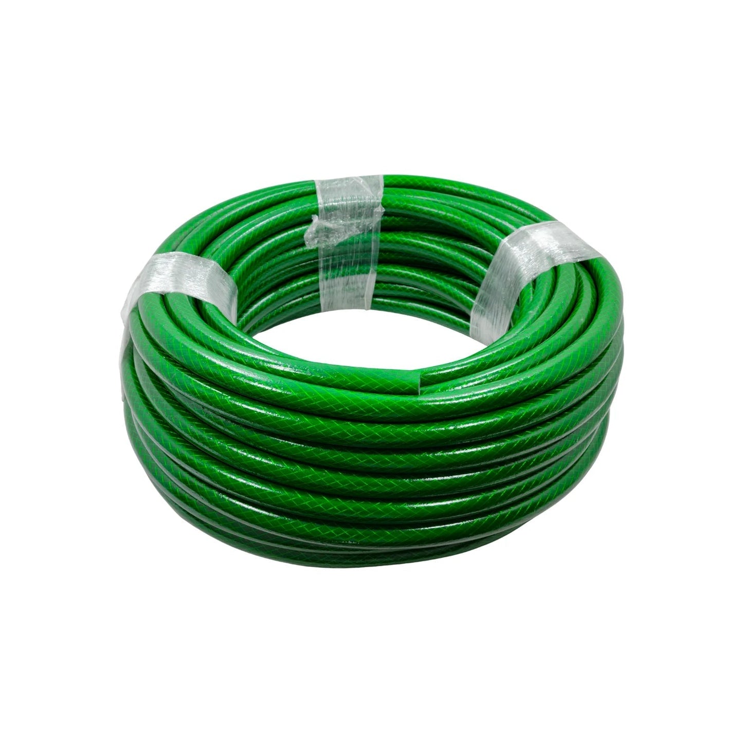 Manguera de jardín verde enrollada 3/4 x 100m para riego, lista para usar