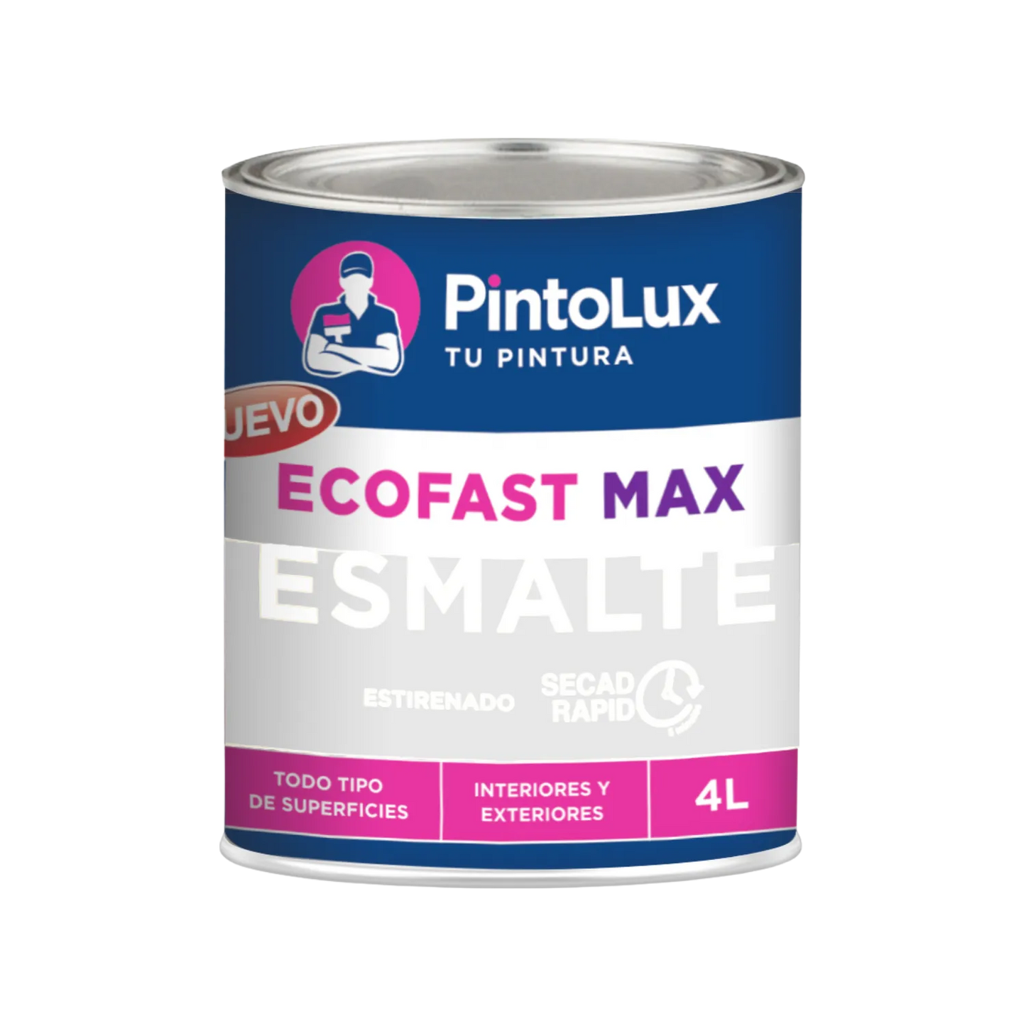 Pintura esmalte blanco PintoLux EcoFast Max 4L secado rápido para múltiples superficies