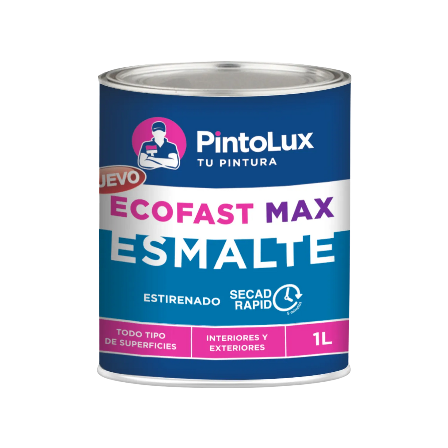 Esmalte sintético azul Pintolux EcoFast Max 1L secado rápido 5 min para interiores y exteriores