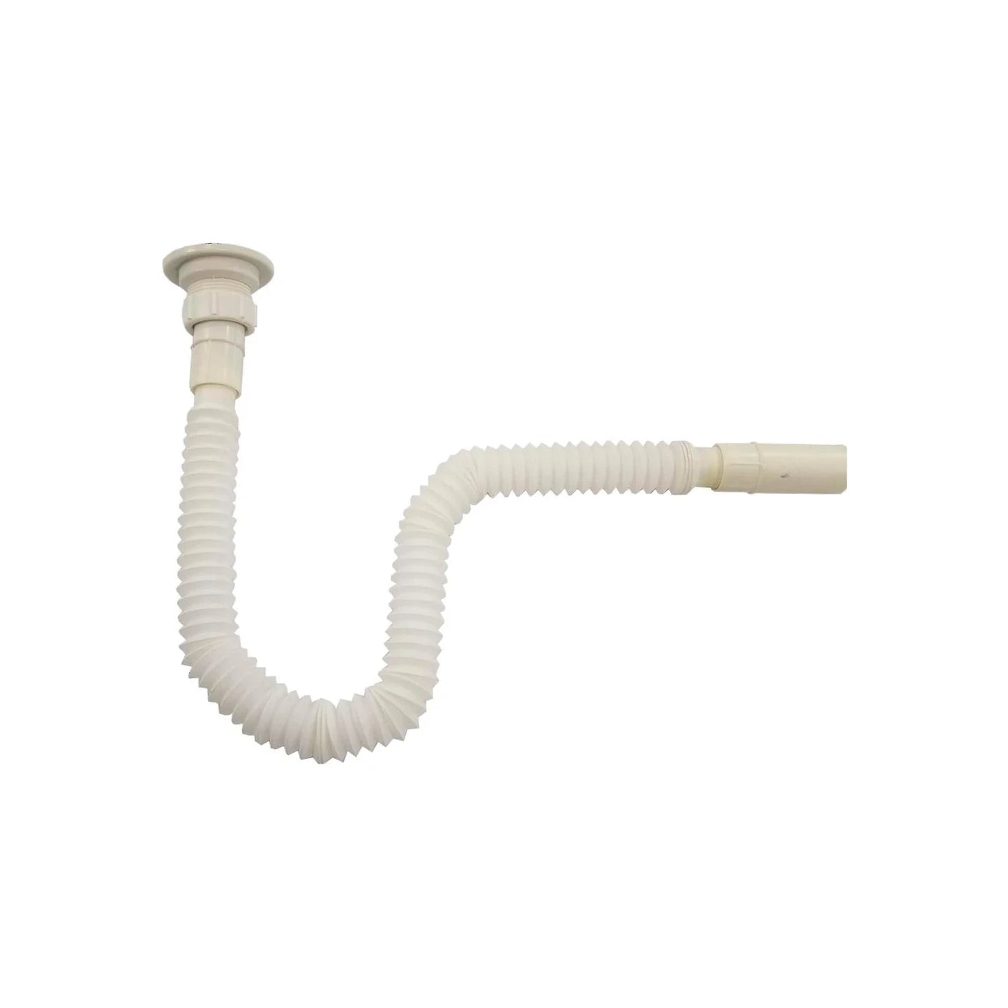 Cespol flexible de plástico blanco corrugado para desagüe de fregadero o lavabo