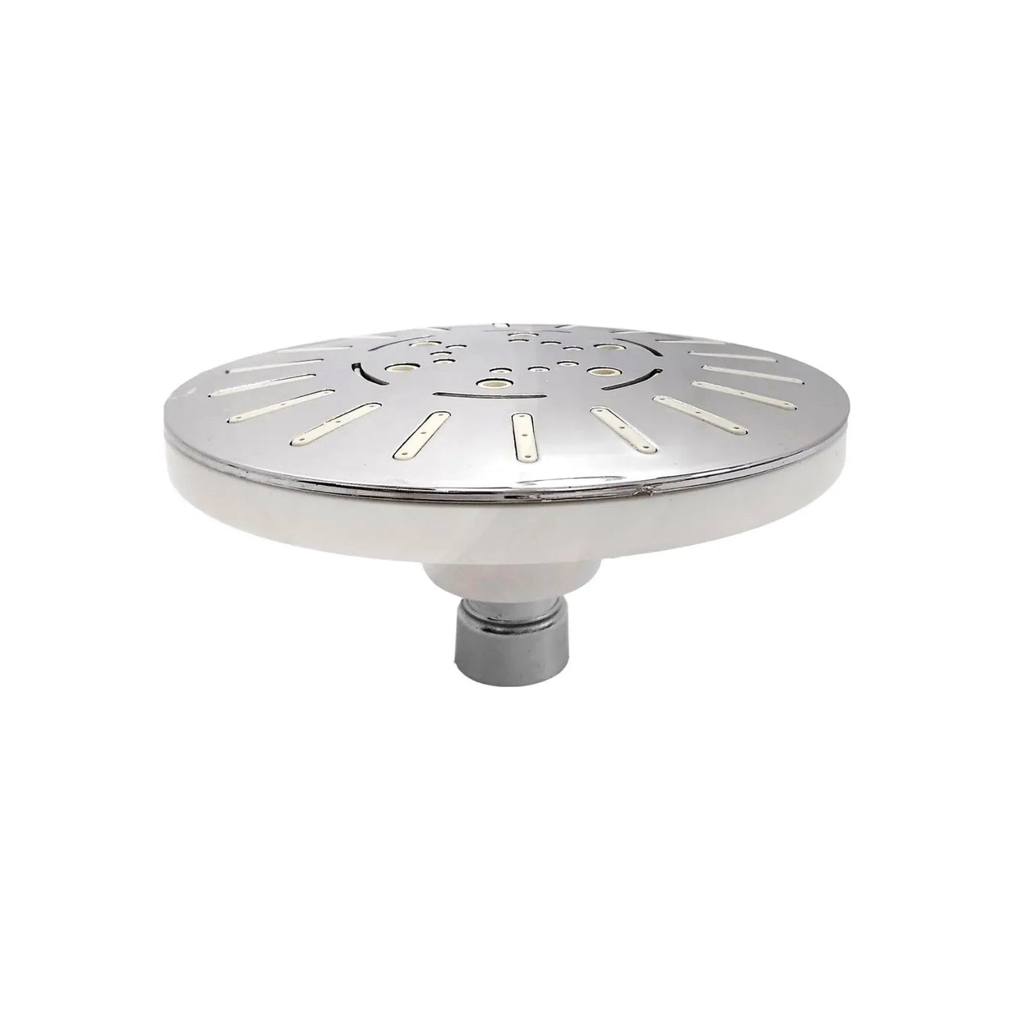 Regadera de ducha redonda cromada 4 pulgadas con acabados blancos en ABS, moderna