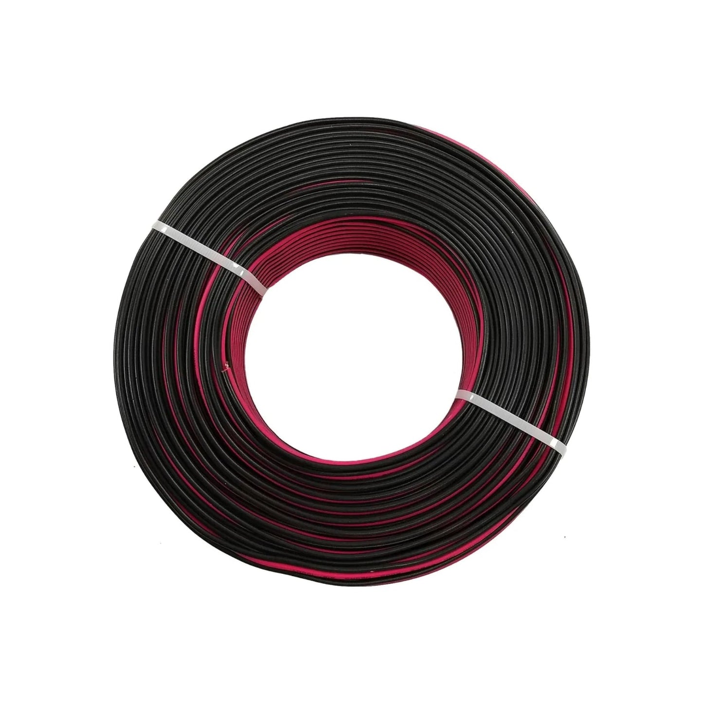 Cable eléctrico calibre 18, bicolor negro y rojo, en rollo para instalaciones y proyectos DIY.