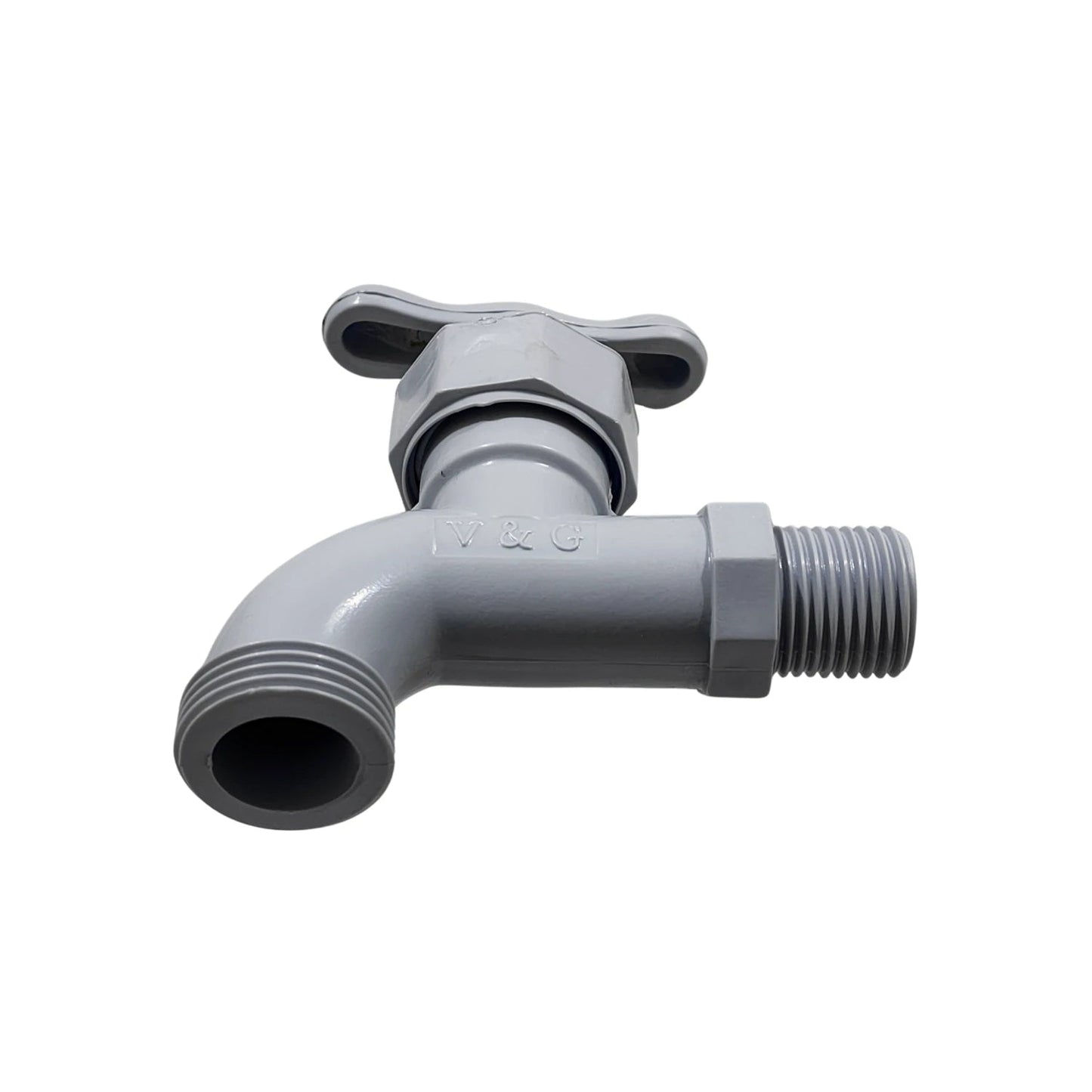 Llave de nariz plástica V&G gris con rosca macho, grifo de jardín resistente