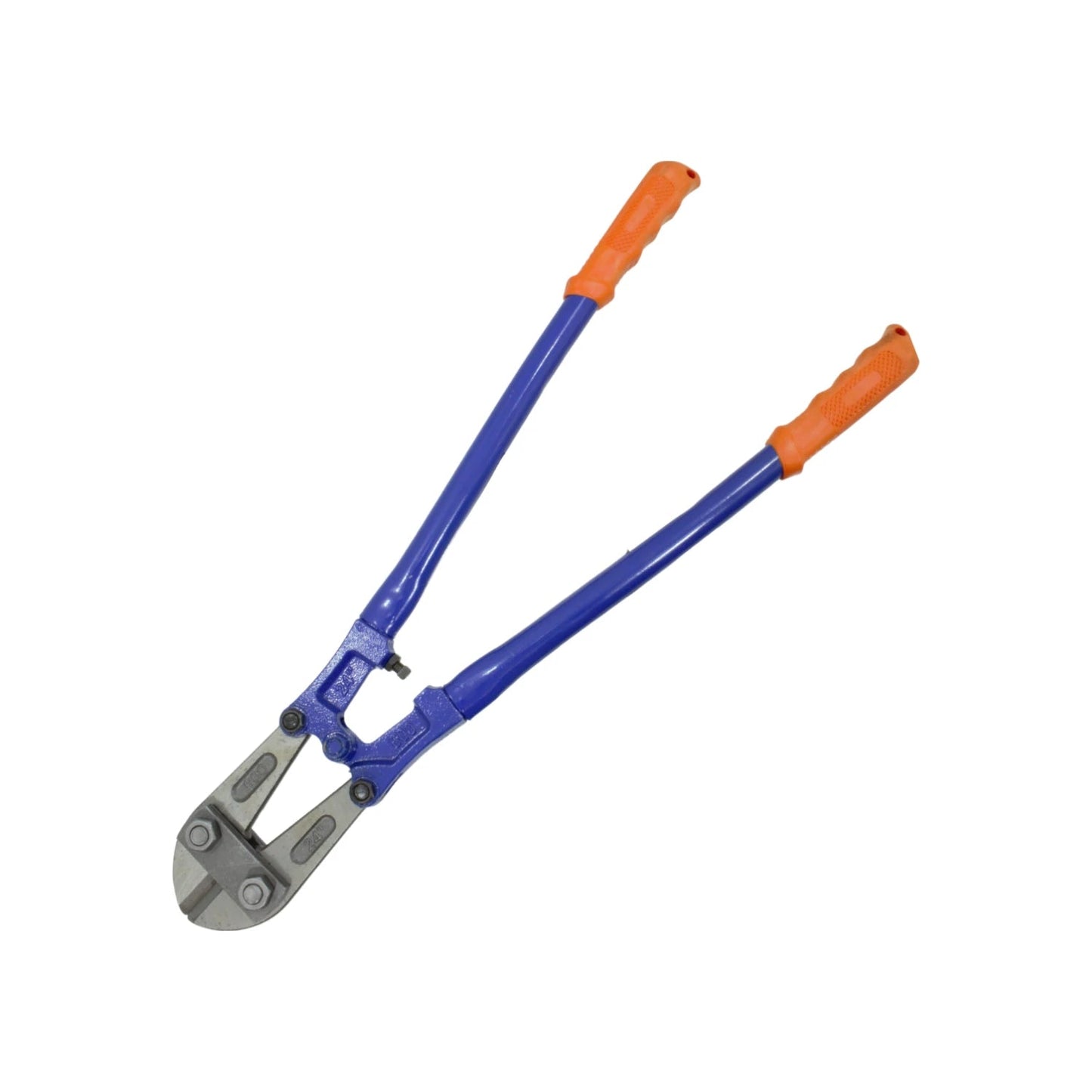 Corta perno profesional de 24 pulgadas 60 cm con mangos azules y empuñaduras naranjas para cortes pesados