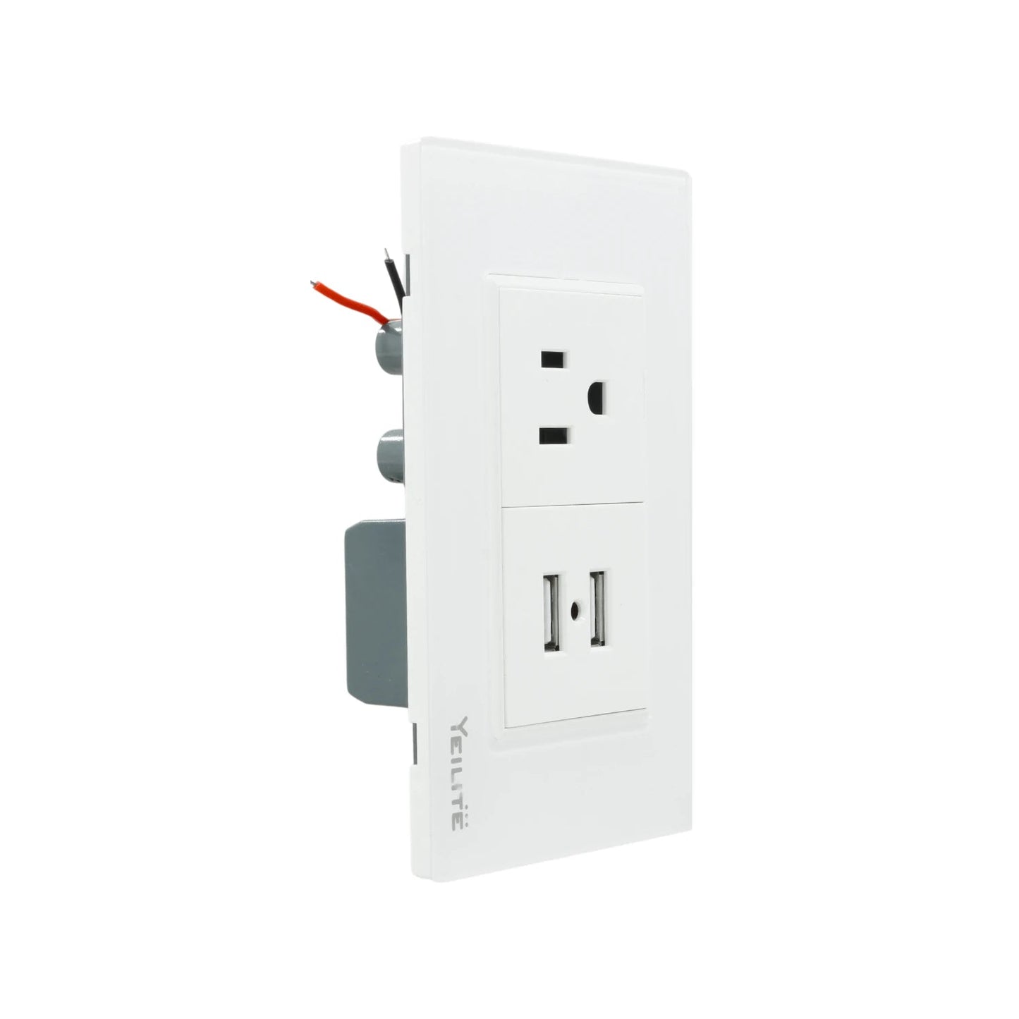 Placa eléctrica Yeilite blanca de cristal con 1 tomacorriente estándar y 2 puertos USB para carga de dispositivos