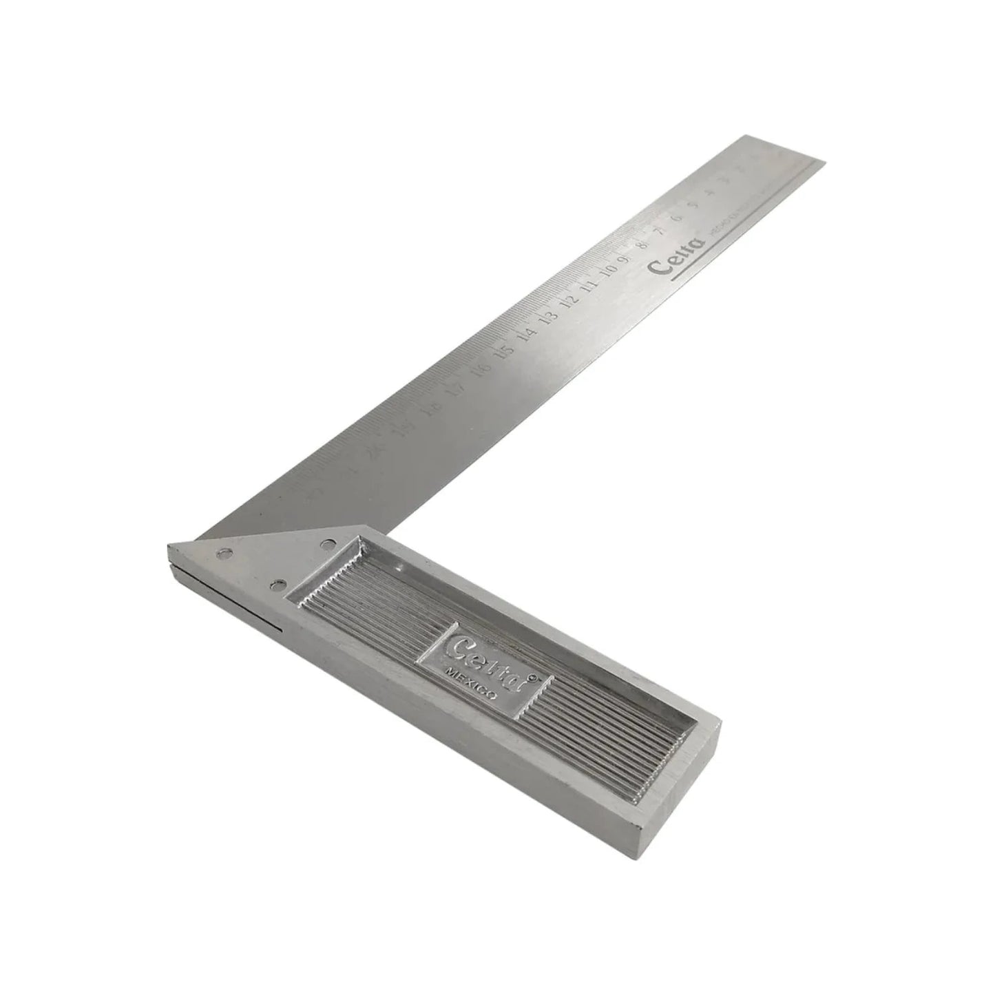 Escuadra metálica Celta de 10 pulgadas para carpintería y medición precisa, fabricada en México.