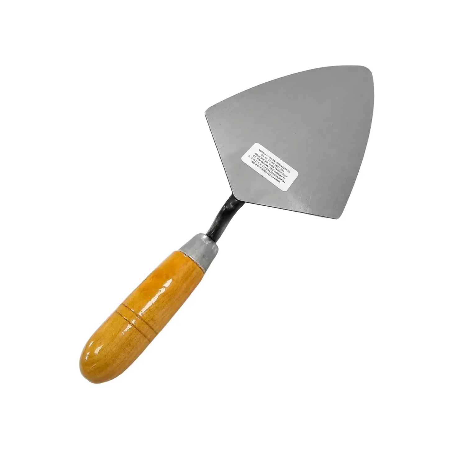 Cuchara de albañil punta triangular con hoja de acero y mango de madera pulida para construcción y acabados