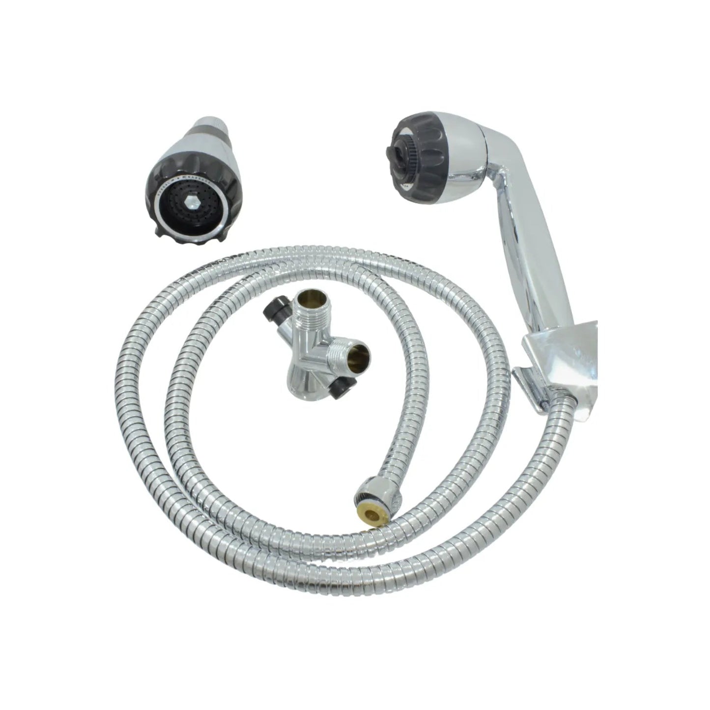 Kit regadera de teléfono cromada 2 funciones con manguera flexible y desviador para ducha