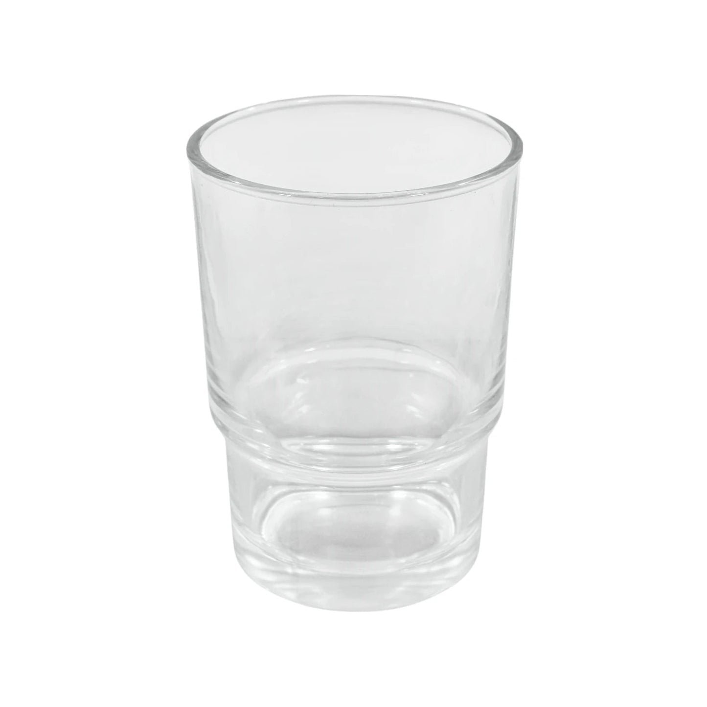 Vaso de cristal transparente liso, ideal para agua, bebidas frías, diseño clásico y resistente.