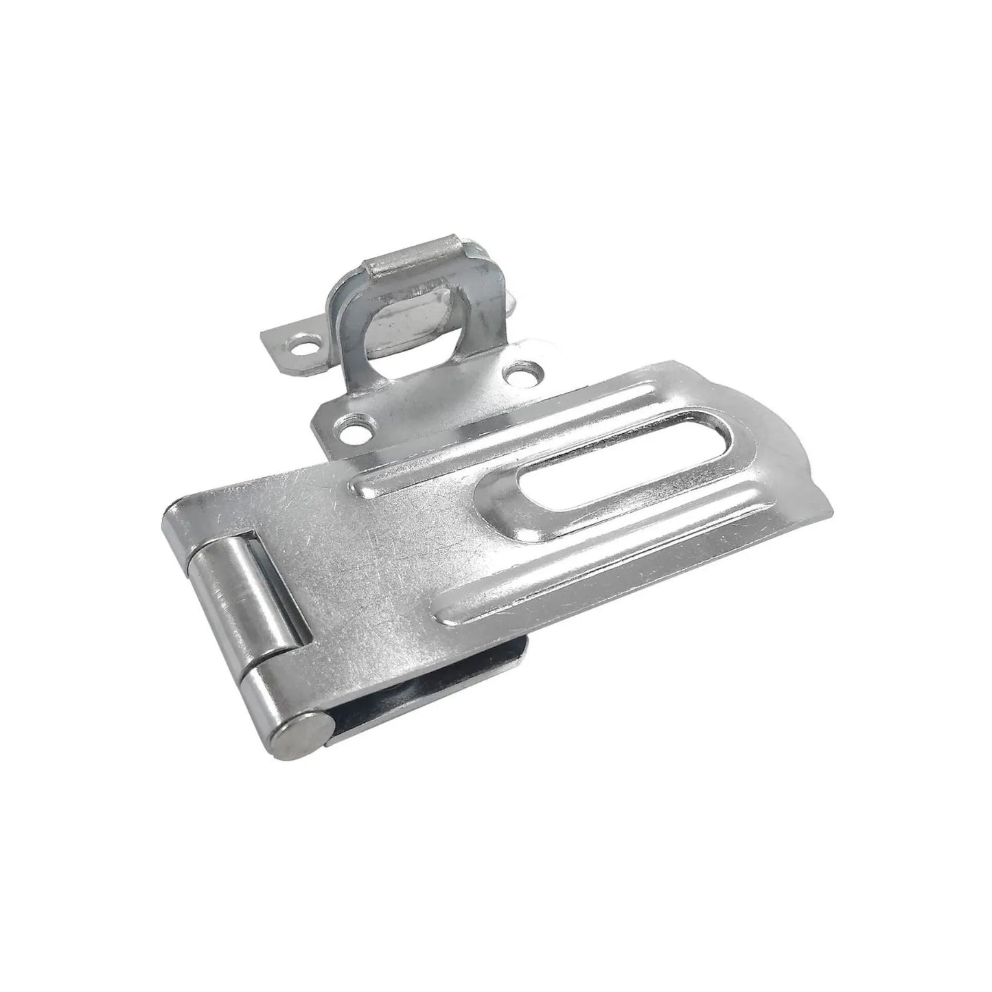 Porta candado de acero galvanizado plateado con bisagra, 76 mm, para asegurar puertas y gabinetes.