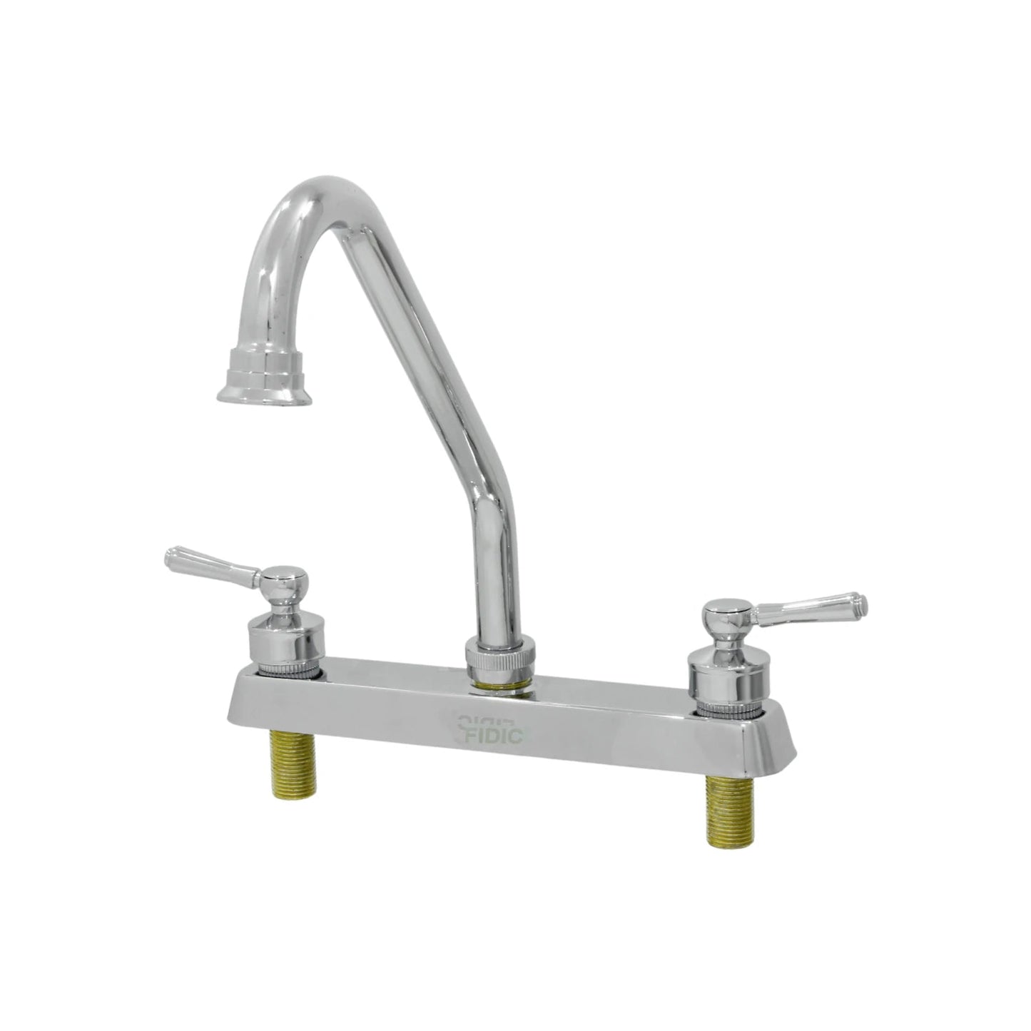 Mezcladora para fregadero Fidic cromada 8 pulgadas con cuello de ganso y dos manerales