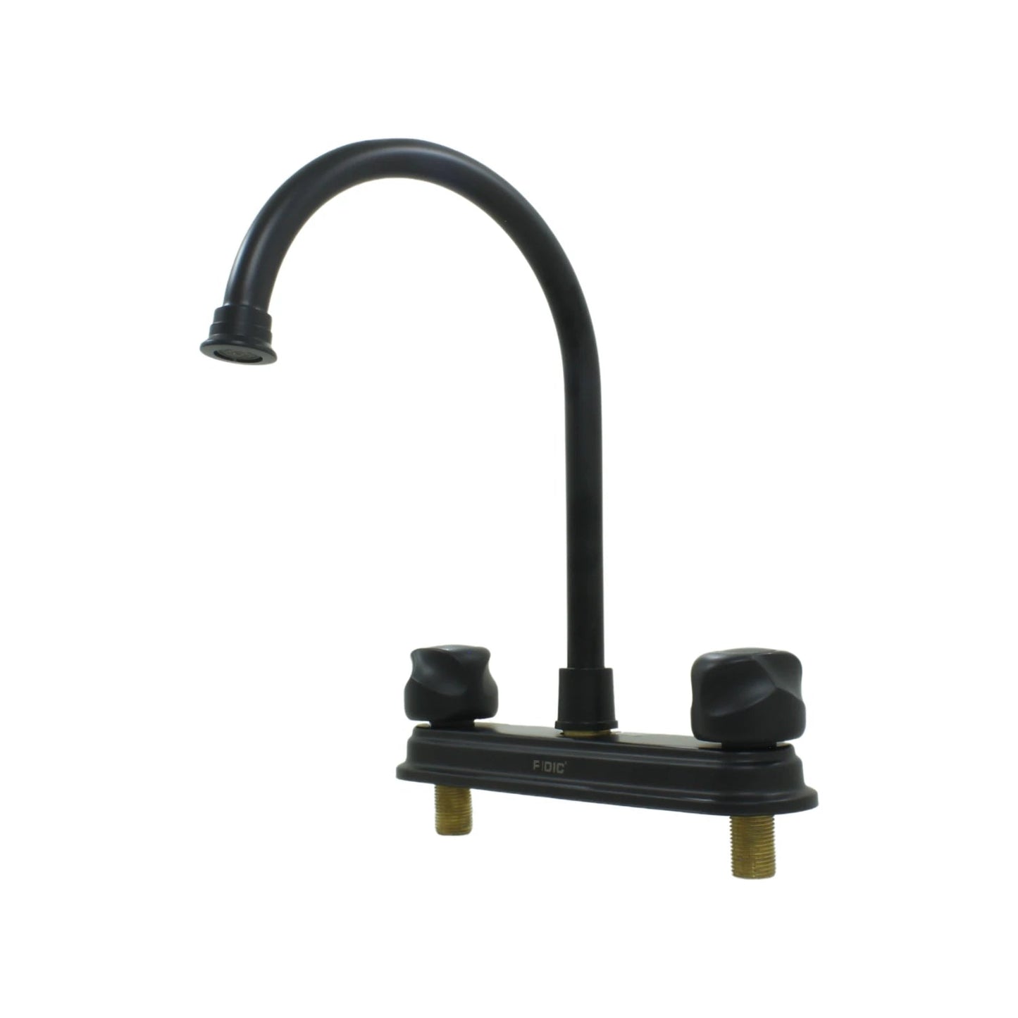 Mezcladora de fregadero FIDIC negra cuello de ganso alto, doble manija, acabado mate para cocina.