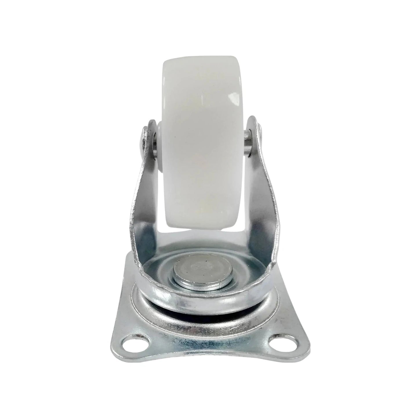 Rodaja giratoria blanca de 2.5 pulgadas con placa de montaje metálica para muebles y carritos