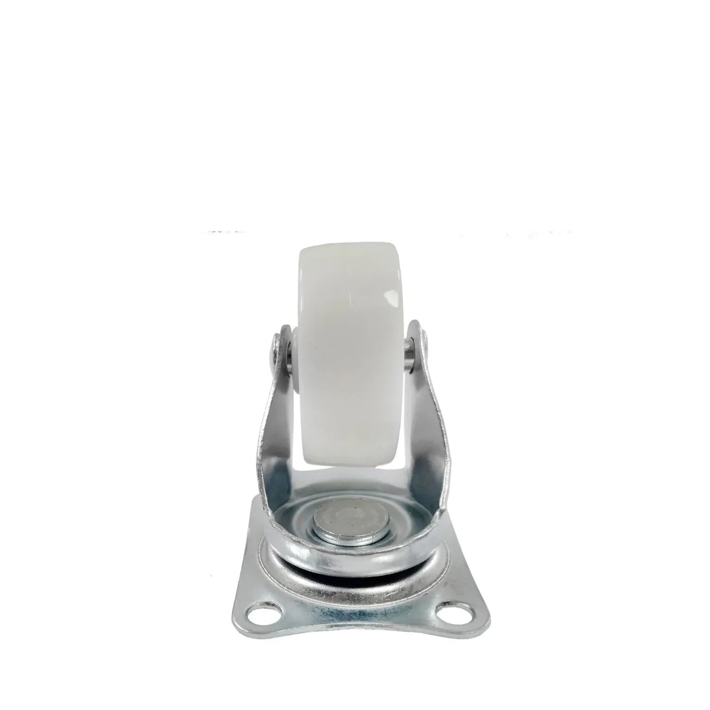 Rodaja giratoria Maincraft blanca con rueda de polipropileno y base metálica