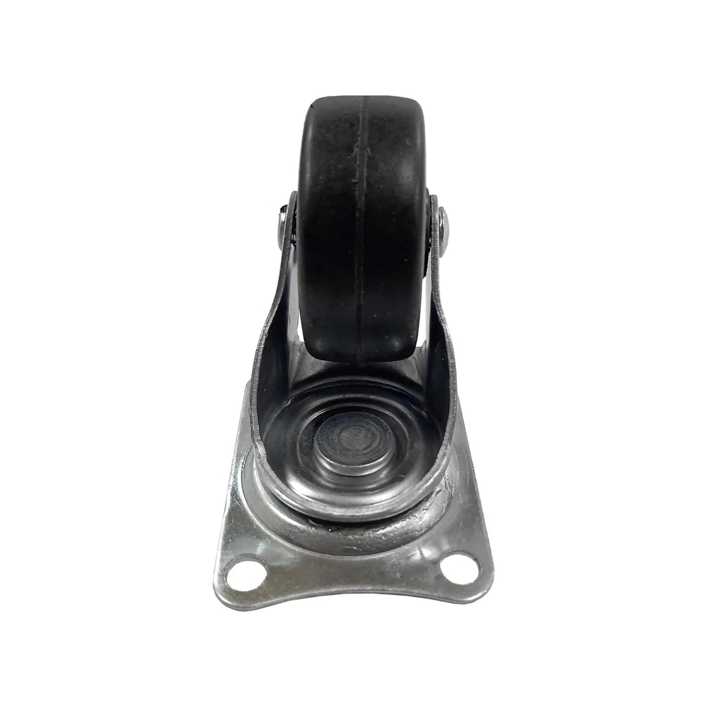 Rodaja giratoria negra de 3 pulgadas con rueda de hule y base de metal para muebles