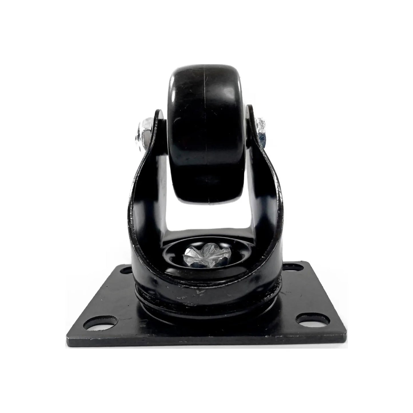 Rodaja giratoria 1.5" negra con rueda de plástico y base metálica para mover muebles