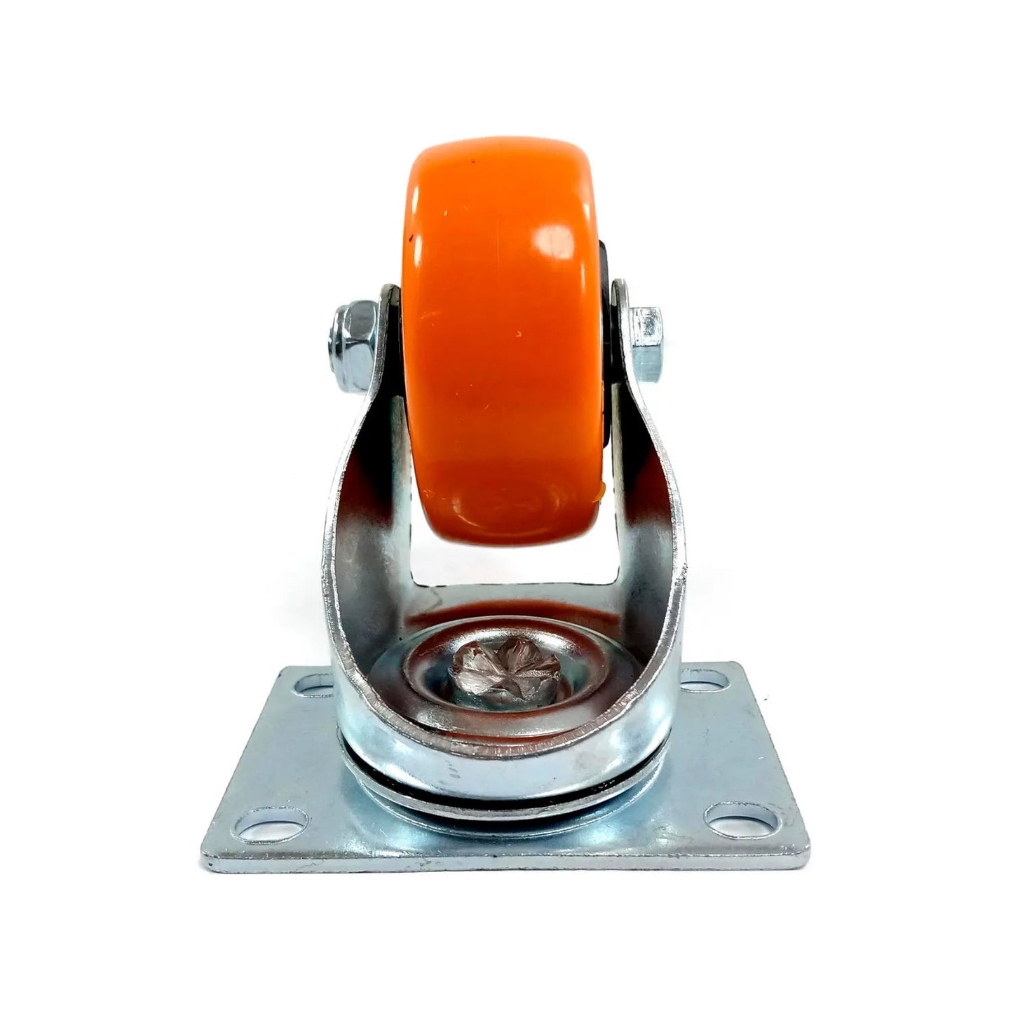 Rodaja giratoria naranja de 3 pulgadas con placa de montaje, resistente para muebles y carritos