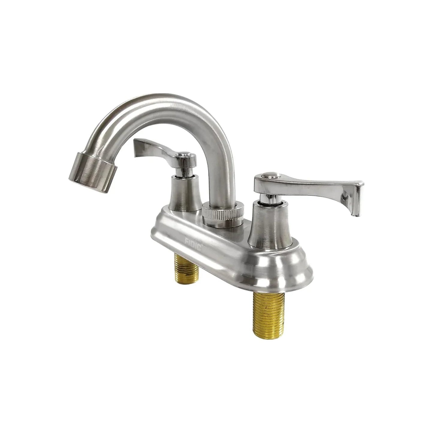 Mezcladora para lavabo FIDIC 4 pulgadas níquel cepillado con manerales de palanca y cuello de ganso