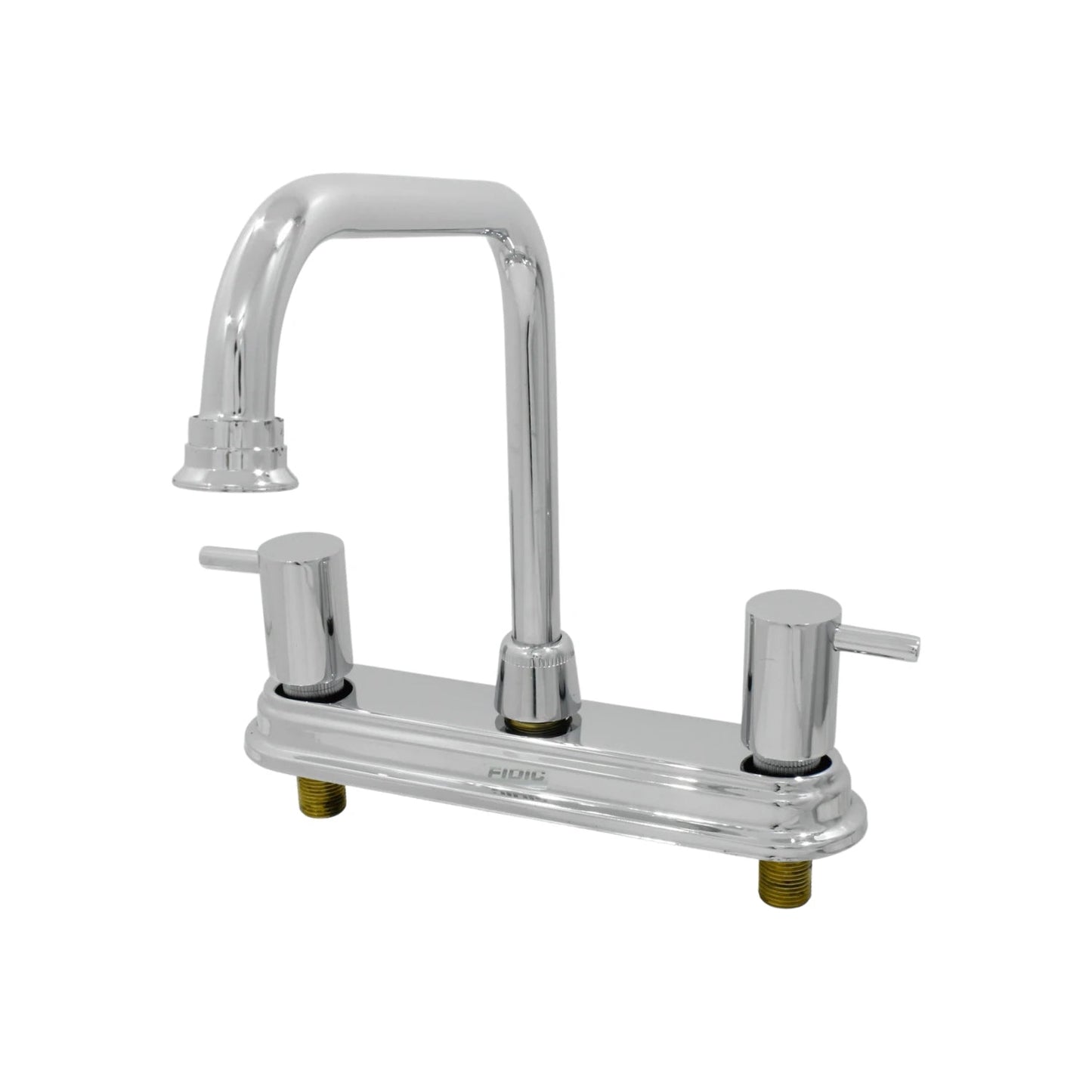 Grifo mezclador cromado Fidic para fregadero de cocina, 8 pulgadas, dos manerales, acabado brillante