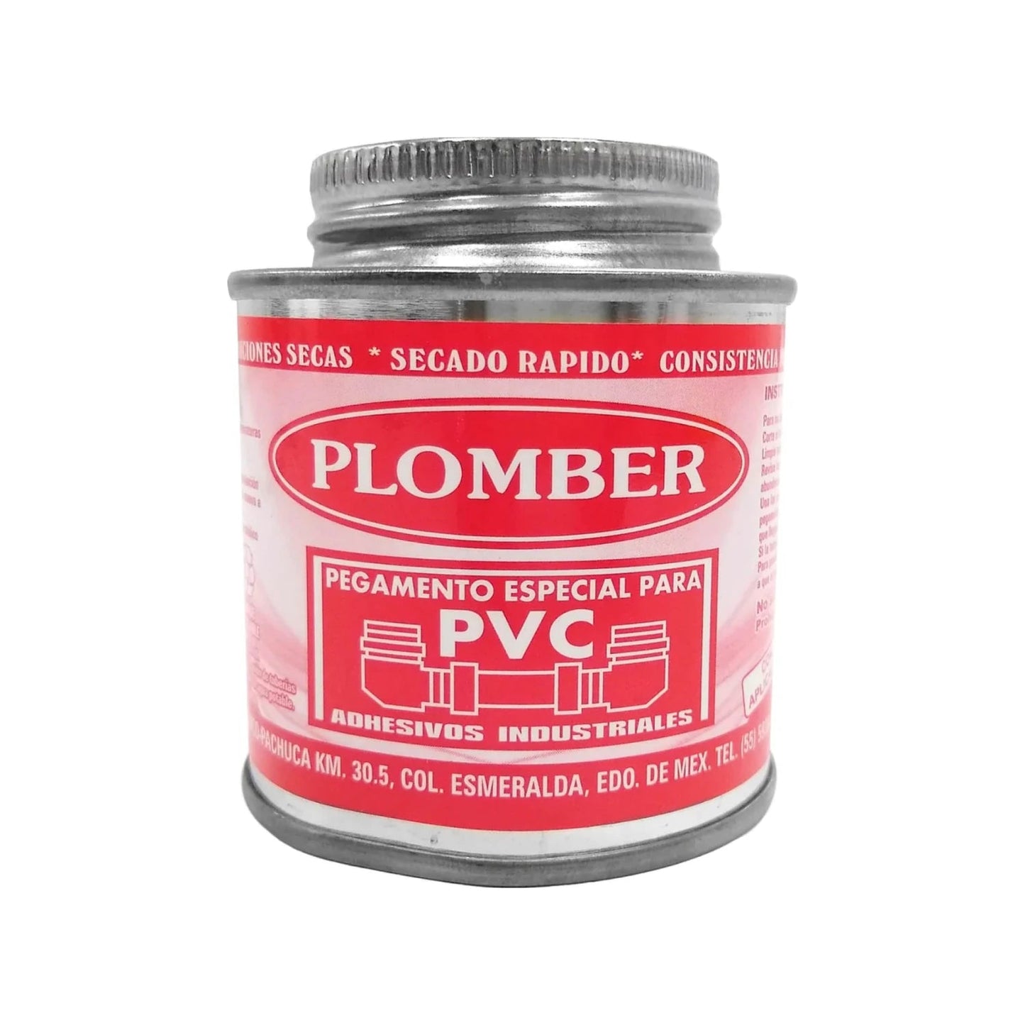 Pegamento PVC Plomber secado rápido adhesivo industrial para tuberías rojo