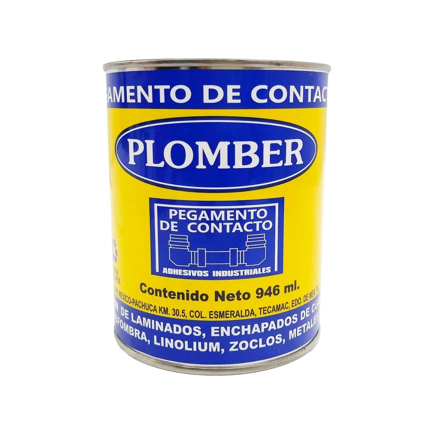 Pegamento de contacto industrial Plomber 946 ml. Adhesivo para laminados, alfombra, linóleo, zoclos y metales.