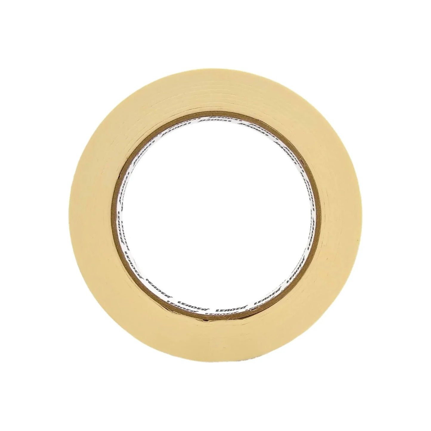 Cinta de enmascarar Leader color beige para protección de superficies y trabajos de pintura profesional.