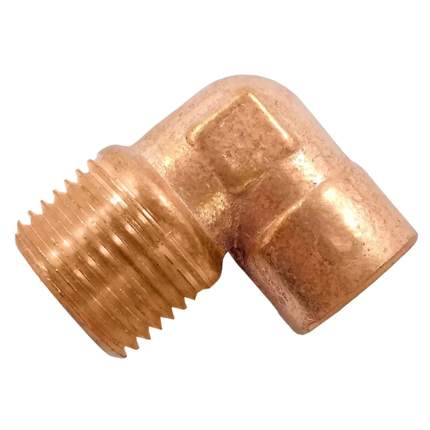 Codo de latón 90 grados con rosca macho y conexión a soldar para tuberías de fontanería