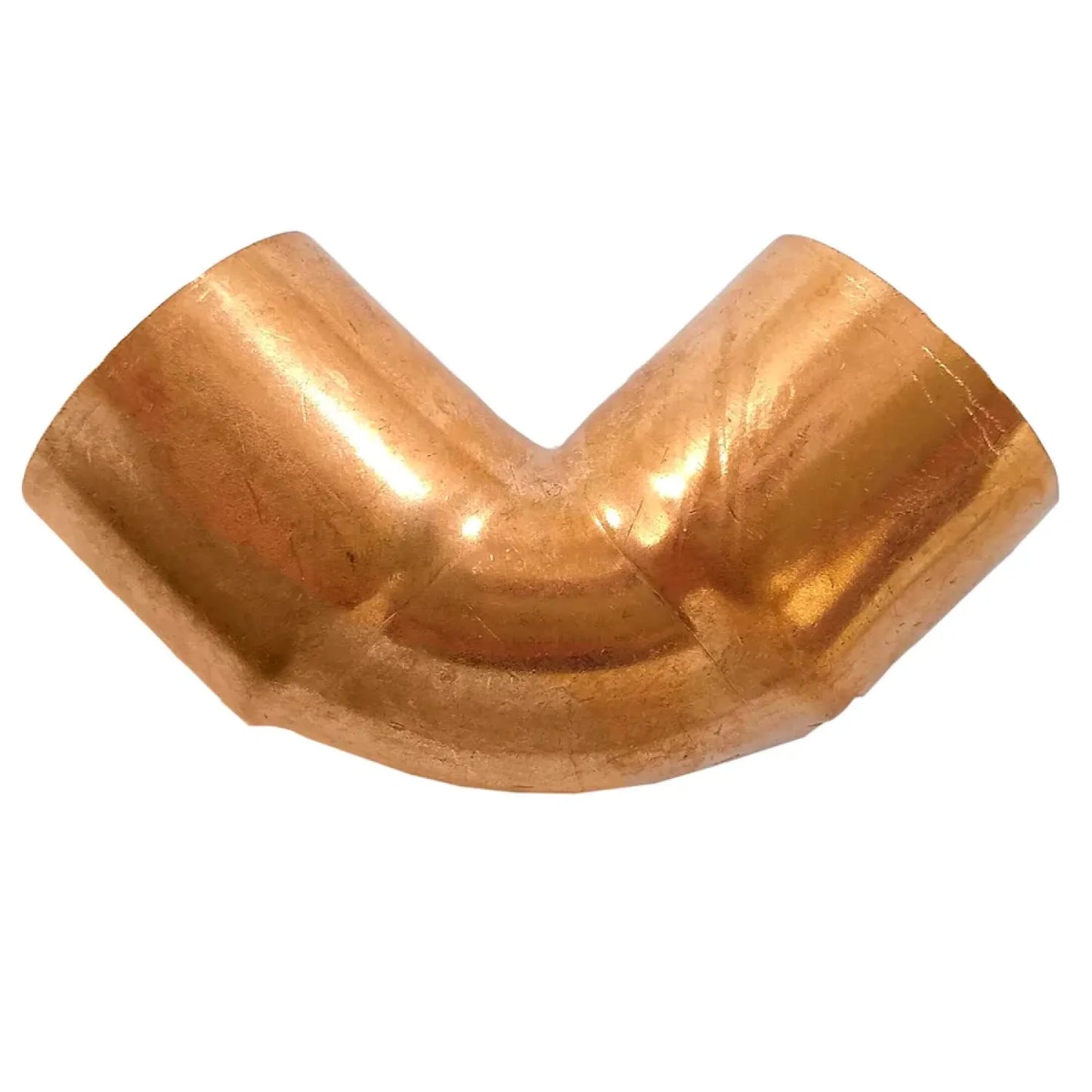 Codo de cobre de 90 grados para fontanería, unión de tuberías de agua caliente o fría, resistente a la corrosión.