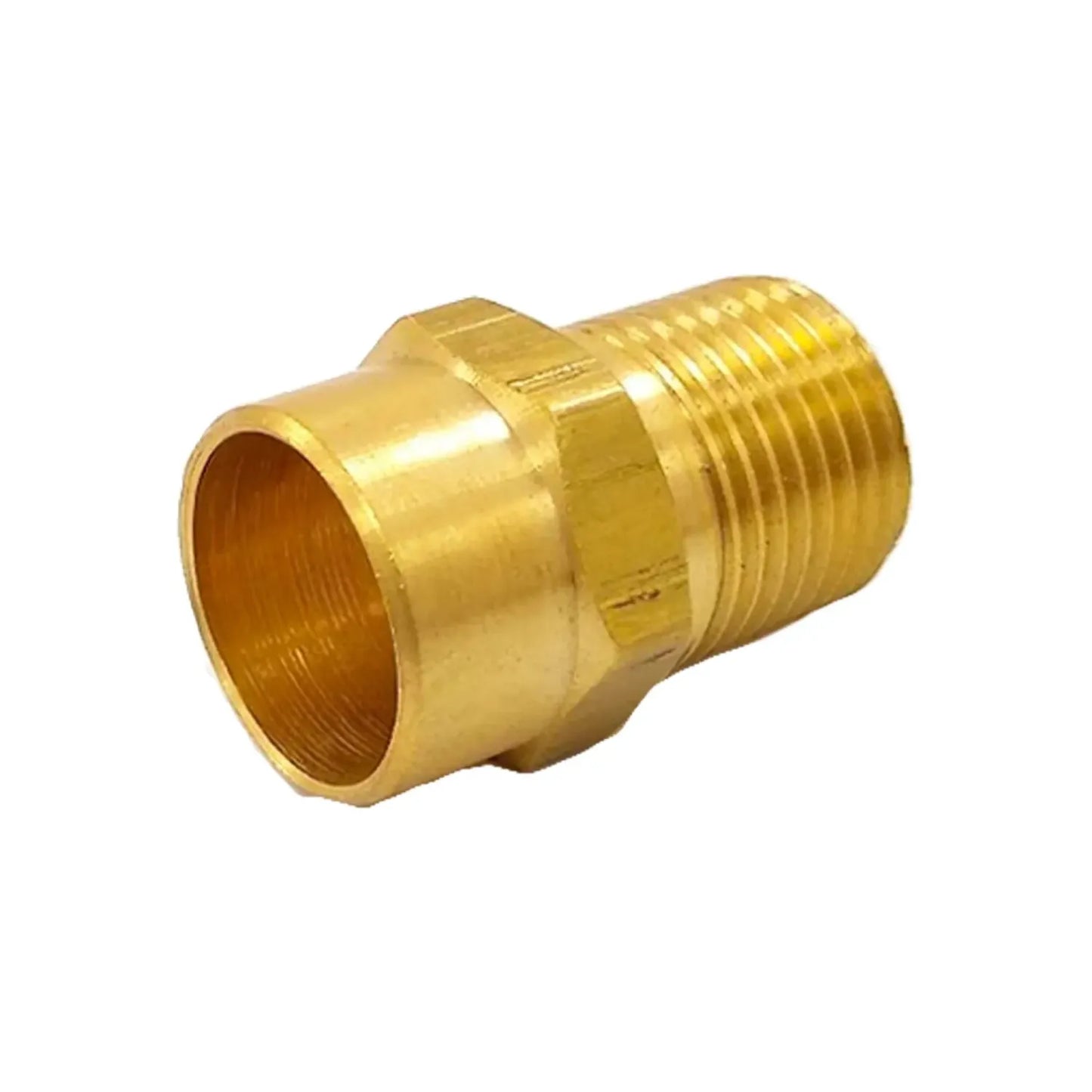 Adaptador de latón para tubería con conexión soldable y rosca macho NPT hexagonal para plomería