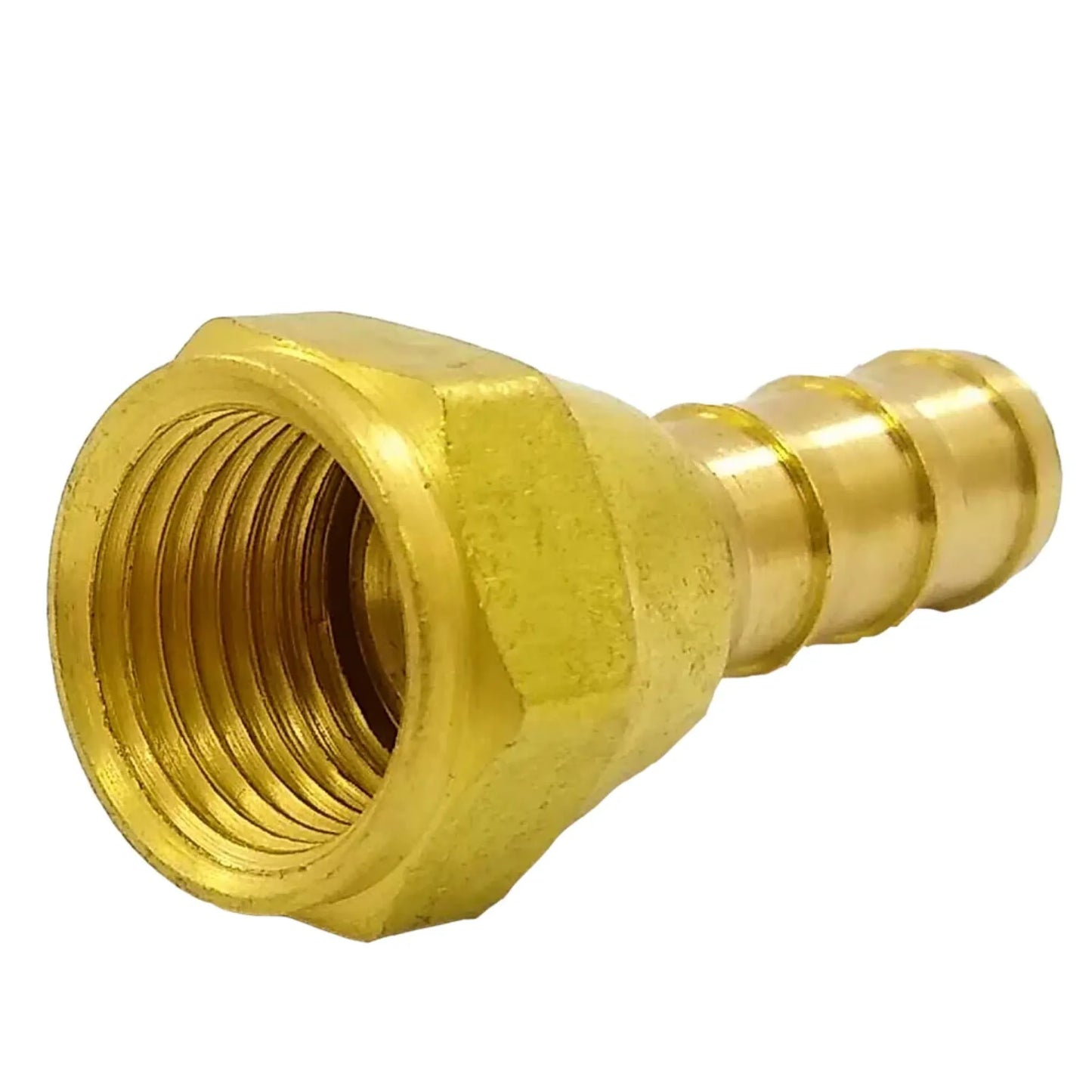 Adaptador espiga para manguera con rosca hembra de latón dorado para conexiones hidráulicas o neumáticas