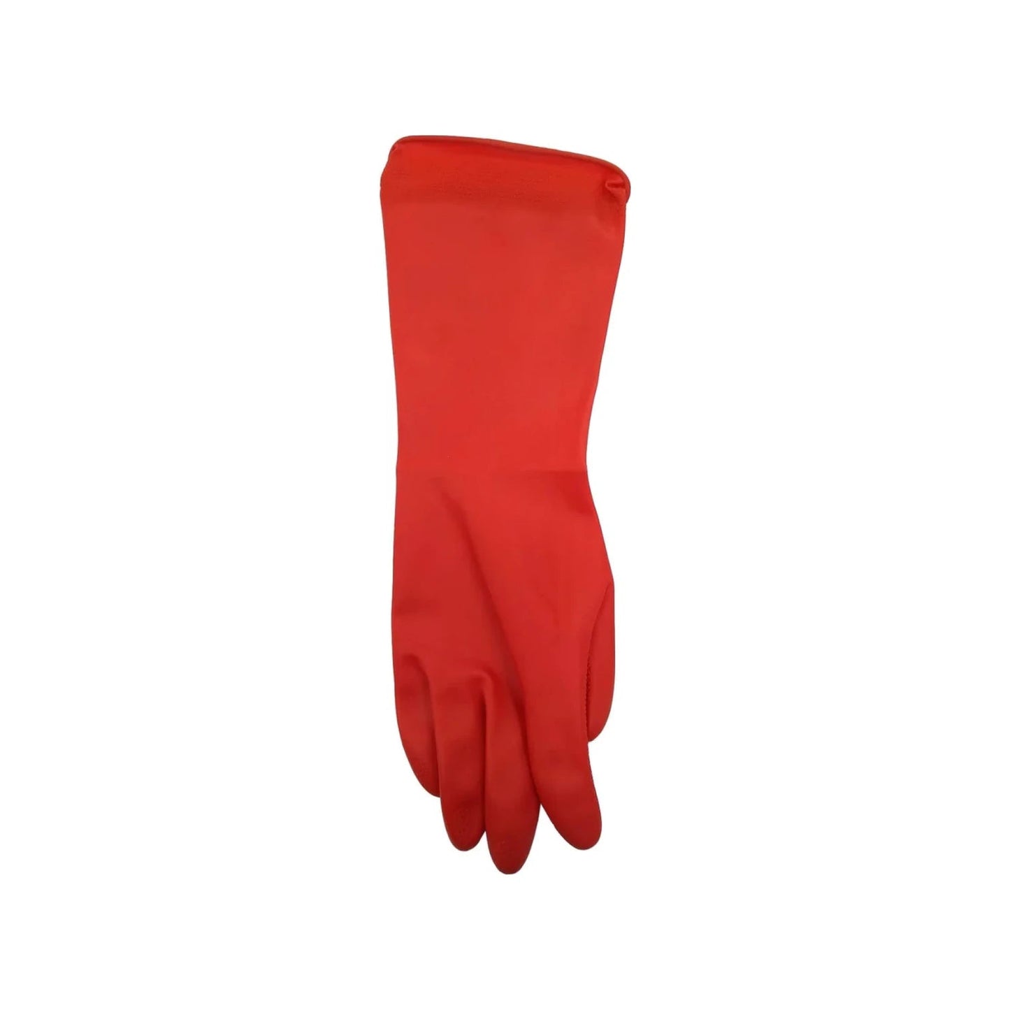 Guante de hule rojo, ideal para limpieza doméstica y protección manual en tareas varias
